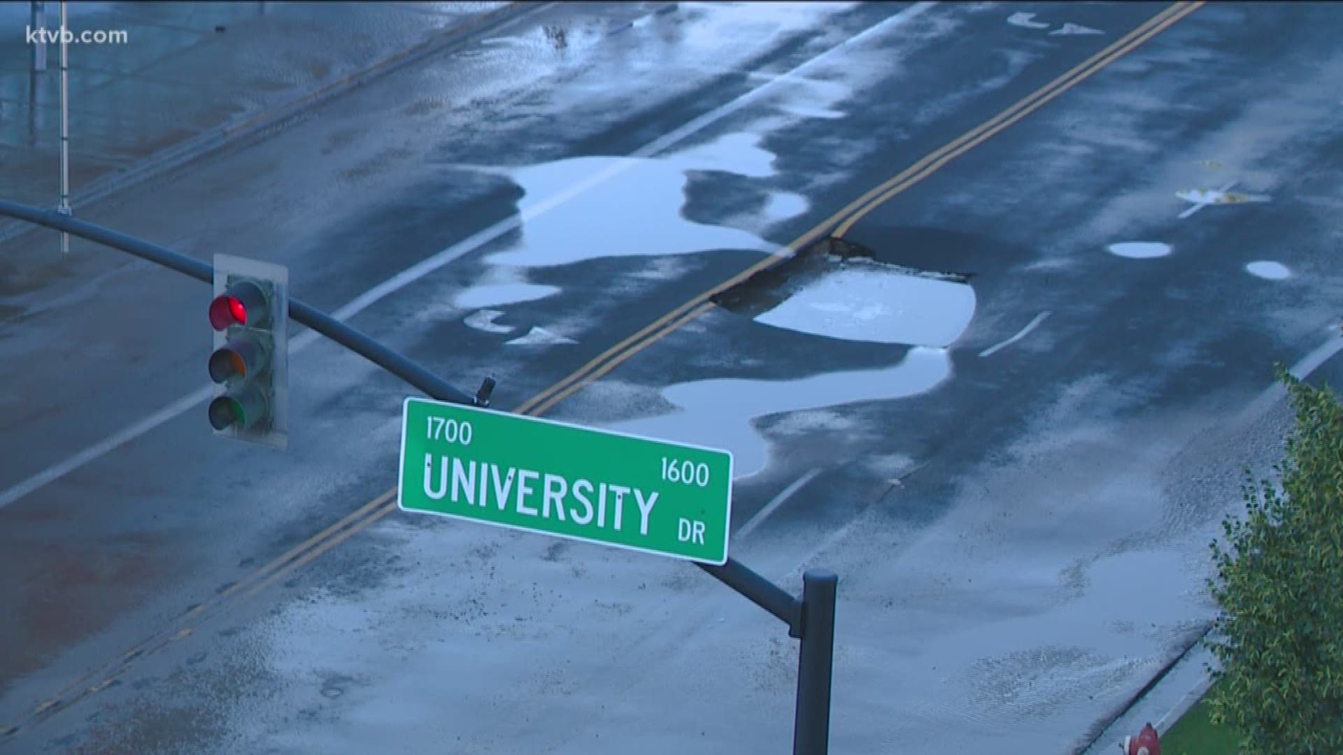 Roads are shut down after a water main break caused a sinkhole near the campus of Boise State.