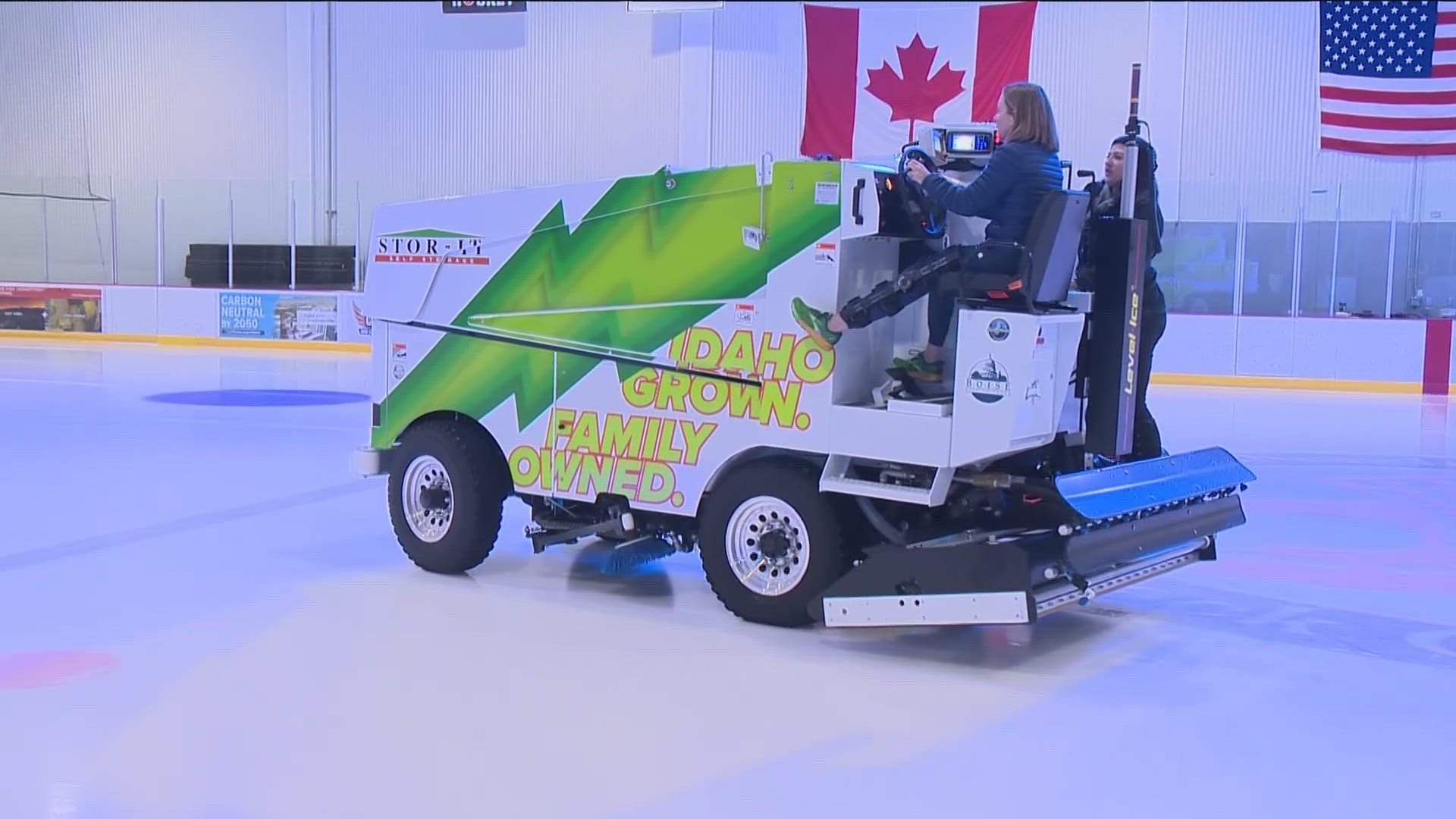 The new-fully electric Zamboni at Idaho IceWorld in Boise uses lithium-ion power without tailpipe emissions and requires no battery maintenance.