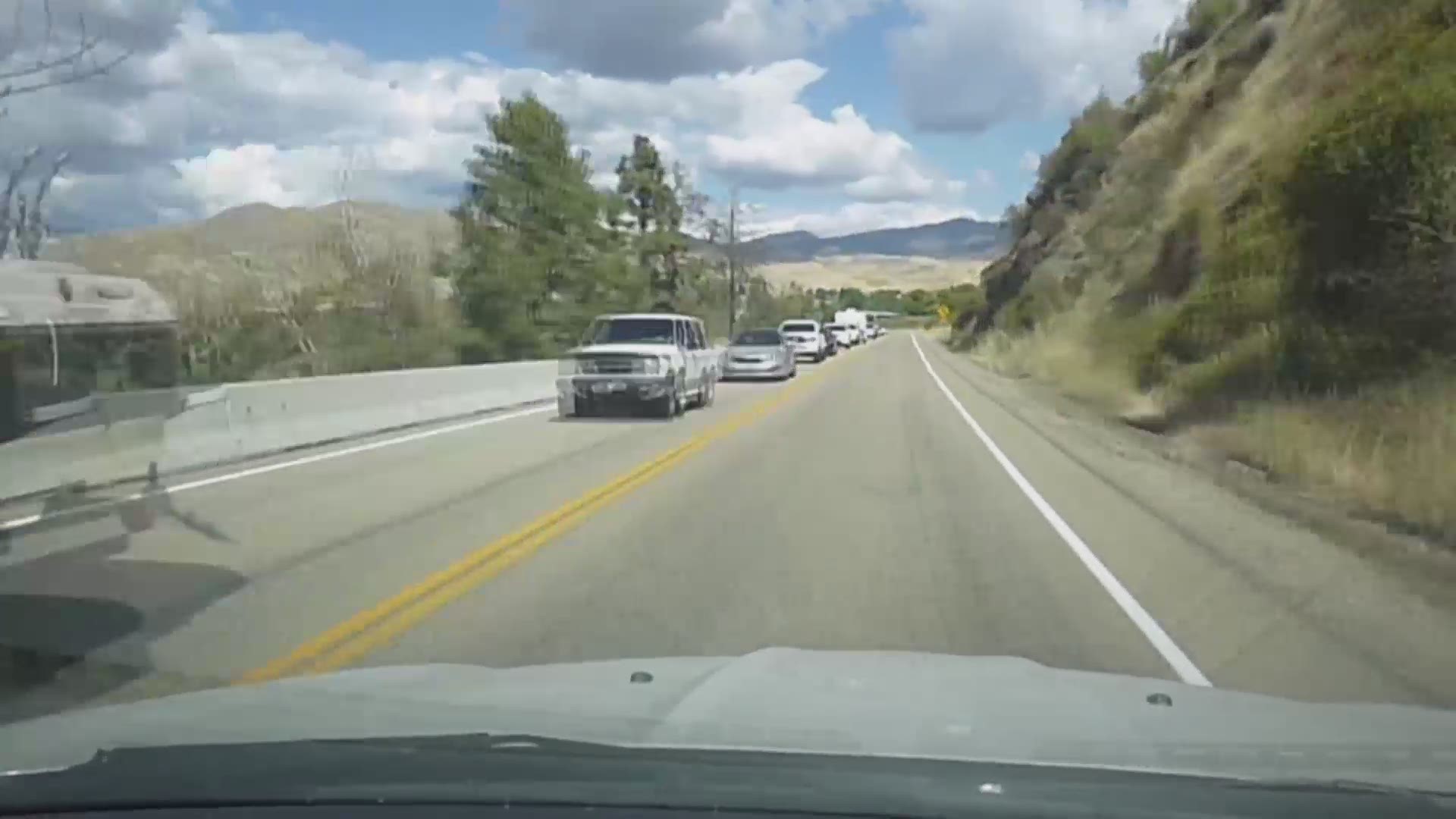 Time-lapse video shows a steady stream of traffic heading down Highway 55 on Labor Day.
