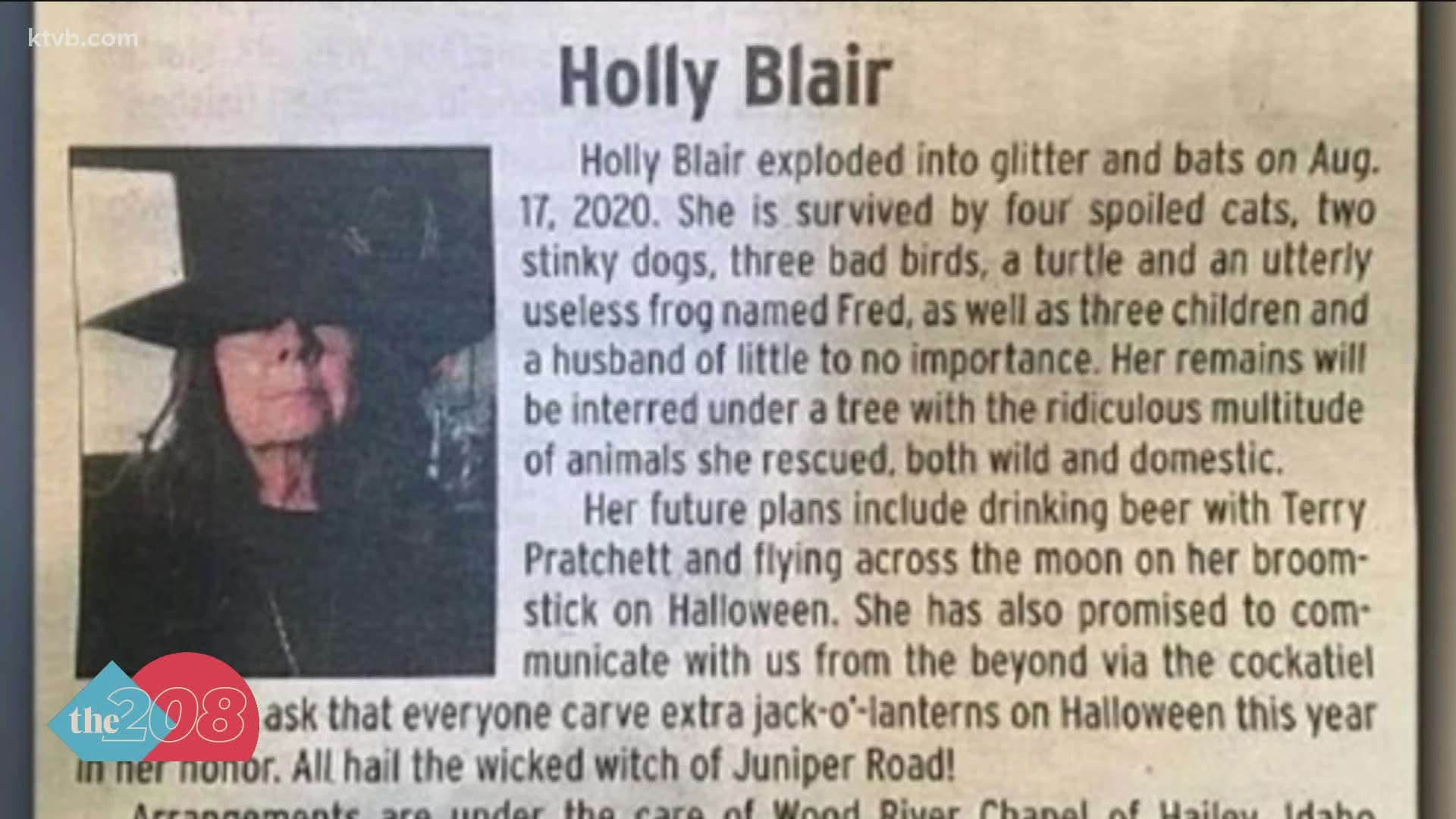 We came across this obituary of Holly Blair that will lift your spirits. It's a spiritual tribute from the Wood River Chapel in Hailey.