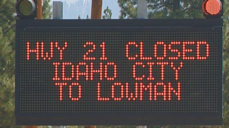 Highway 21 from Idaho City to Lowman is closed