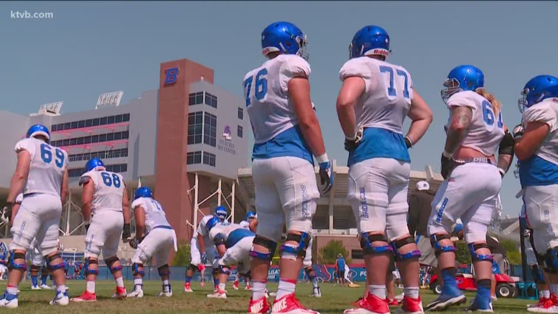 Boise State sophomore Ezra Cleveland is tasked with protecting quarterback Brett Rypien's blind side this fall.