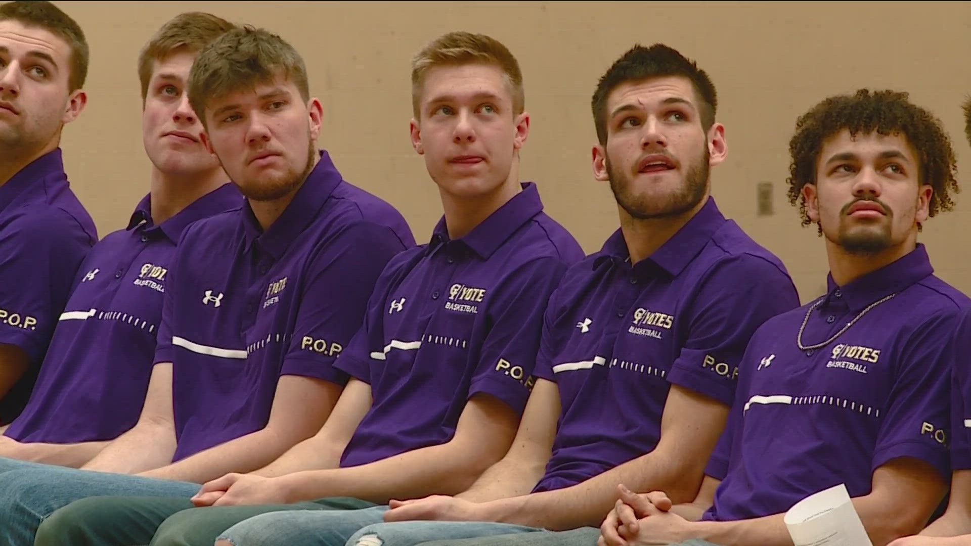 The 'Yote Fam' was out in full force Wednesday night at the J.A. Albertson Activities Center as the College of Idaho celebrated this year's unforgettable title run.