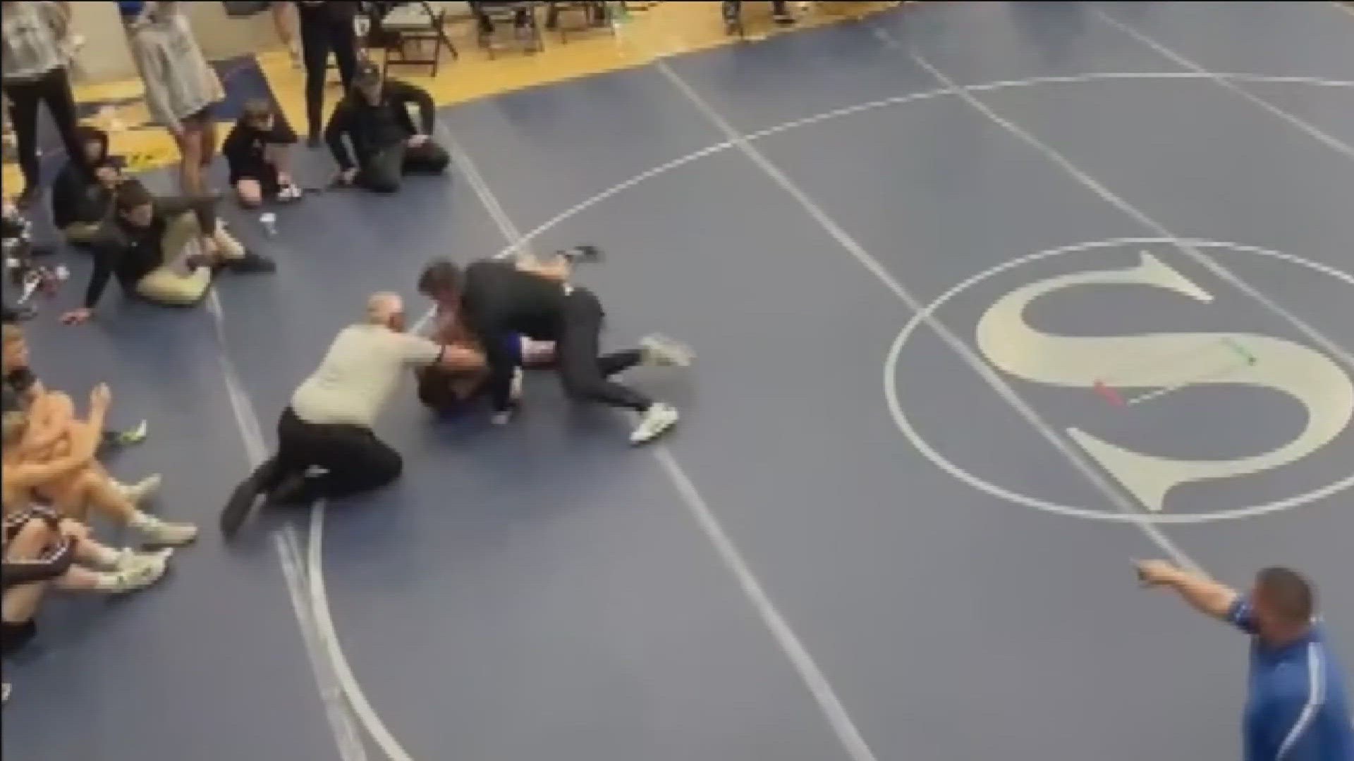 Video shows Russell Brunson hit a Nyssa wrestler during a match last weekend. He received a lifetime ban from coaching Idaho high school sports.