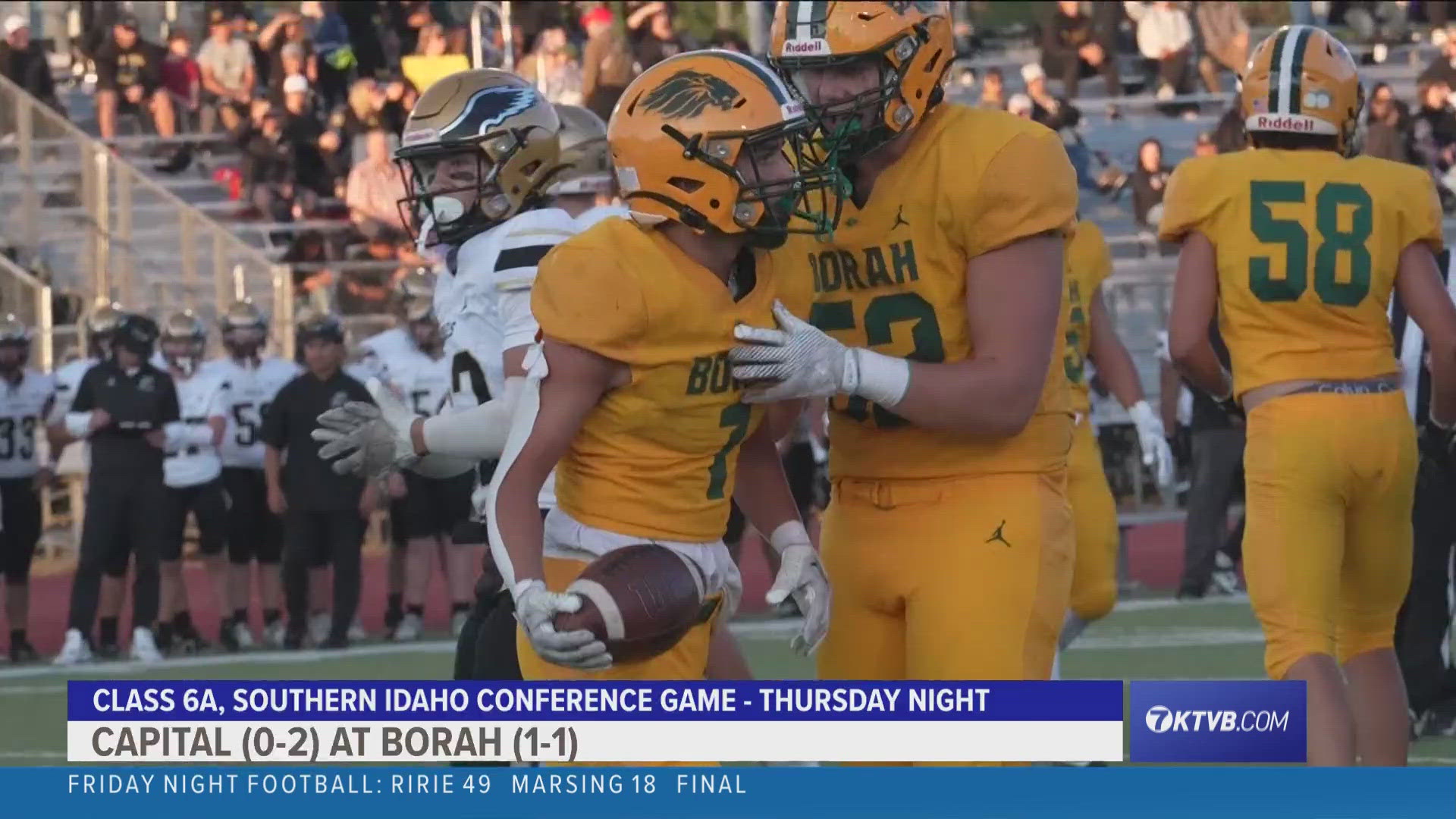 Borah (2-1) kicked off Week 3 with a 38-21 victory over cross-town rival Capital (0-3) on Thursday night in downtown Boise.