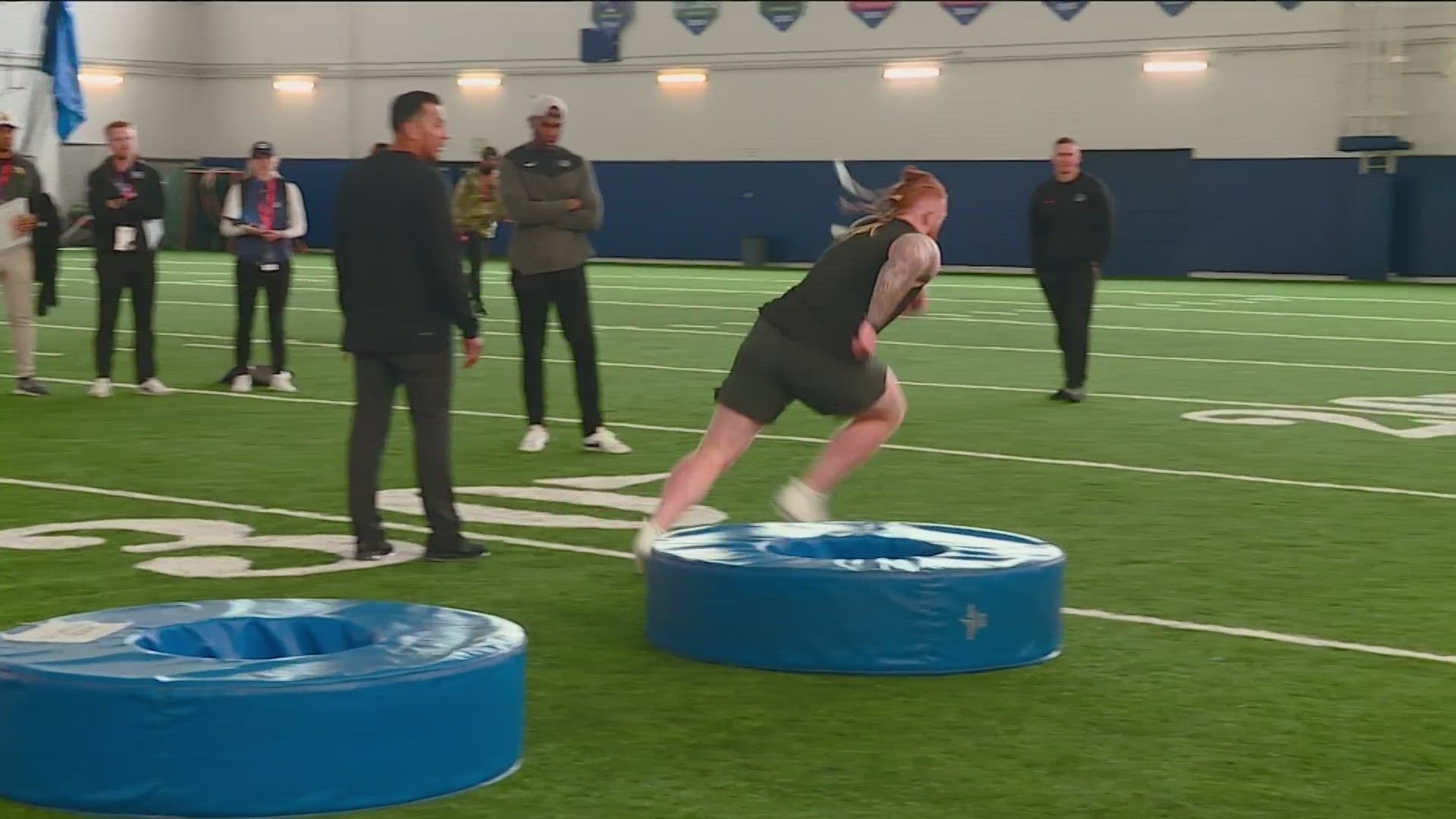 BSU Broncos football players held their annual Pro Day for players to show off their skills in front of 24 NFL scouts.