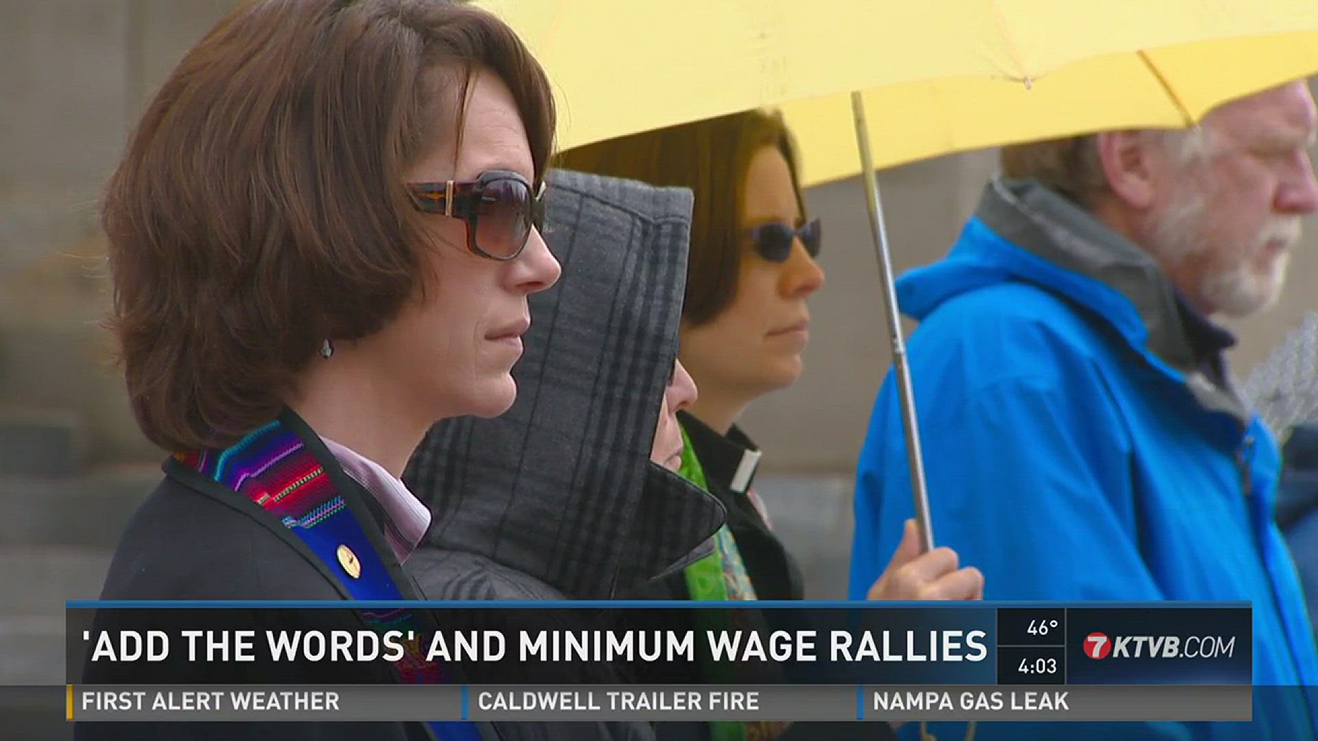 Groups rallied on the front steps of the Statehouse Wednesday.