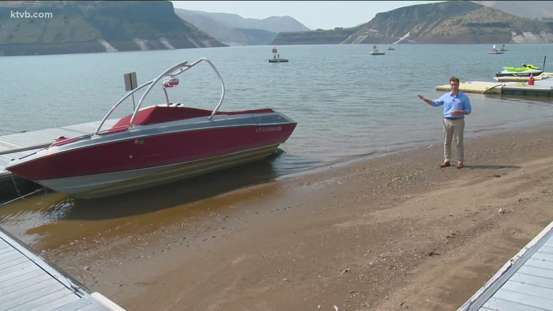 Due to Idaho's drought and continued demand for irrigation water, the water levels in the Boise River System are dropping and leaving some boats ashore.