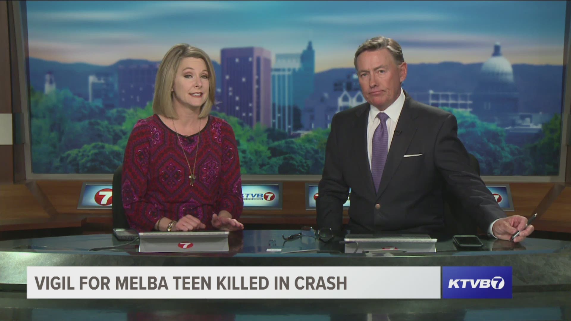 Vigil held for Melba teen who was killed in crash.