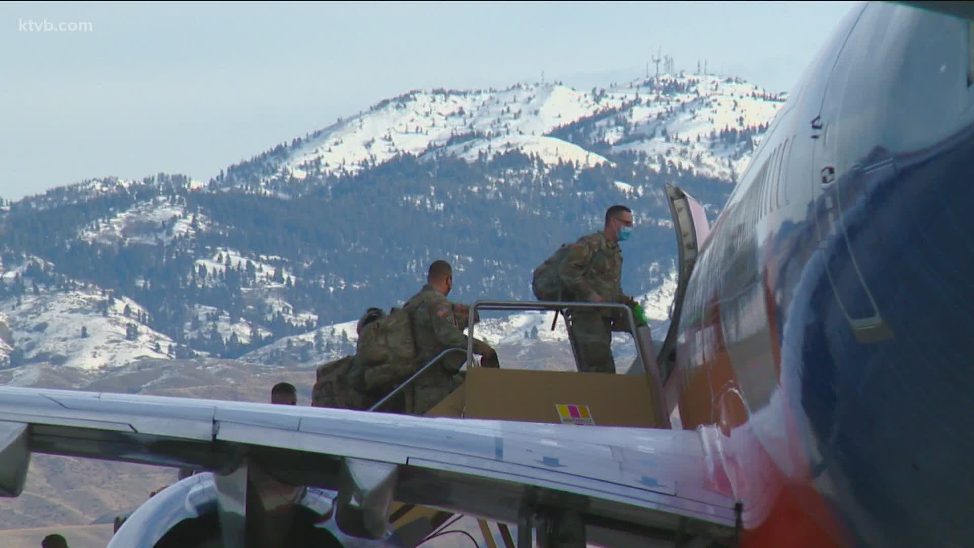 The guardsmen, both air and army, flew out of Gowen Field Friday on charter and military flights.