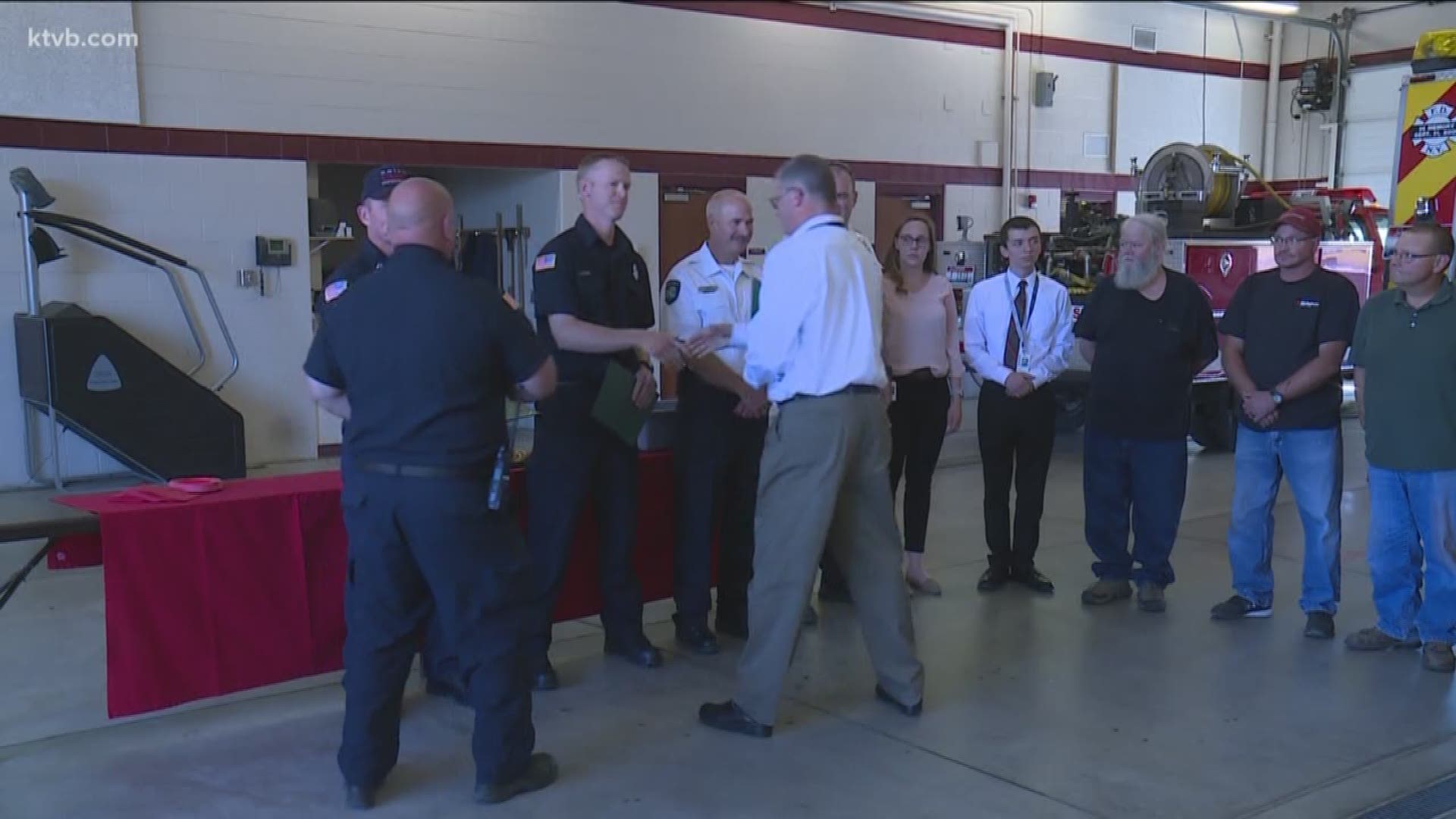 Boise Fire officials credit the man's co-workers for taking CPR training.