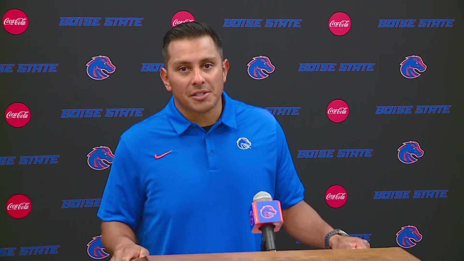 The Boise State Broncos open the 2022 football season Sept. 3 at Oregon State. August 1 press conference featured head coach and offensive and defensive coordinators