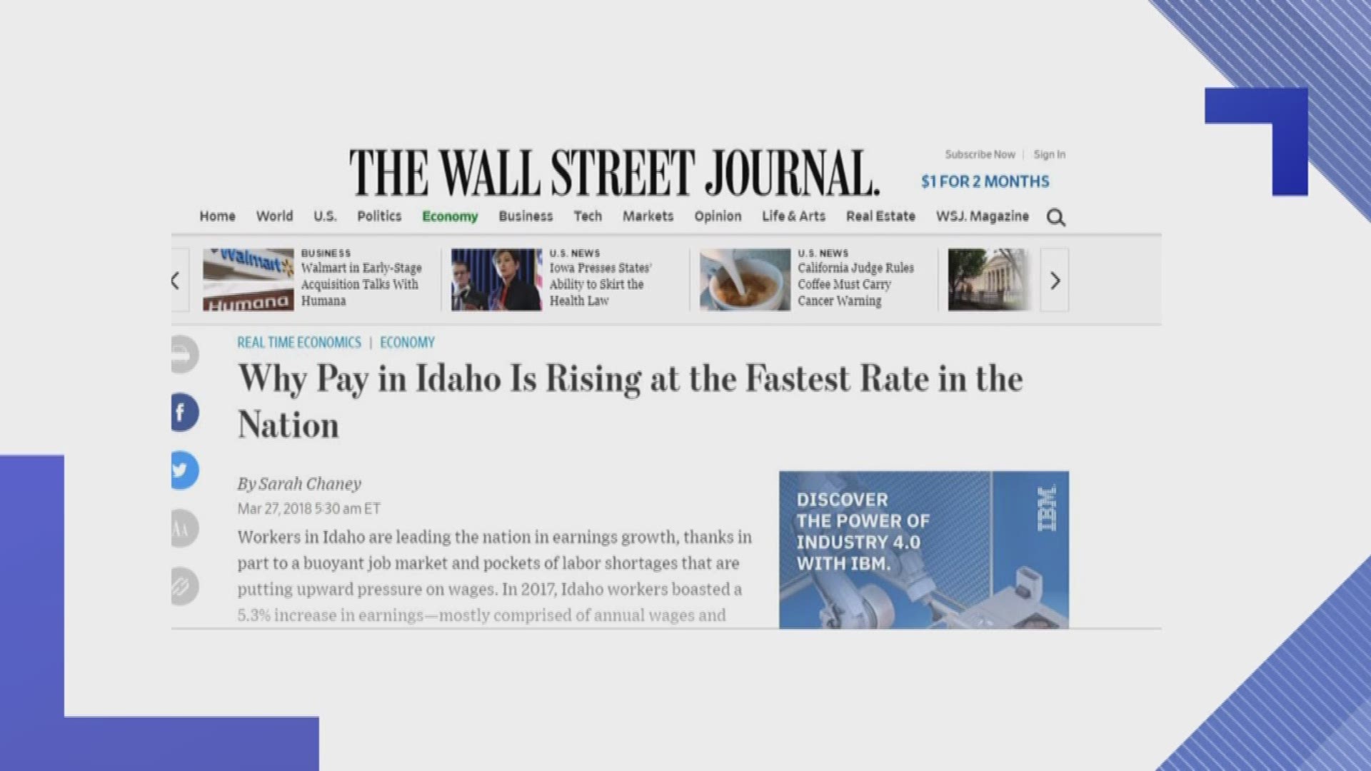 Idaho earnings rising at fastest rate in U.S.