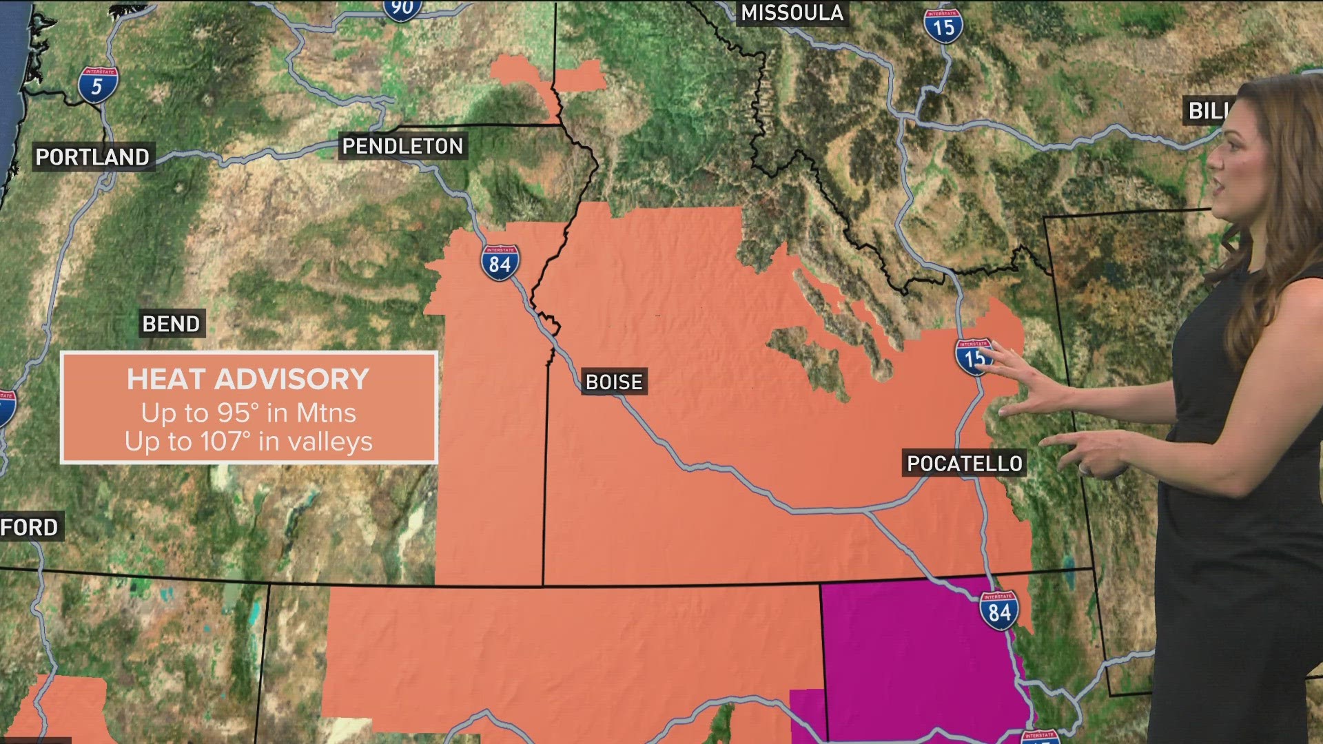 KTVB First Alert Weather Friday, July 21, 2023, in Boise, Idaho, with meteorologist Sophia Bliss: A heat advisory is in effect across the region.