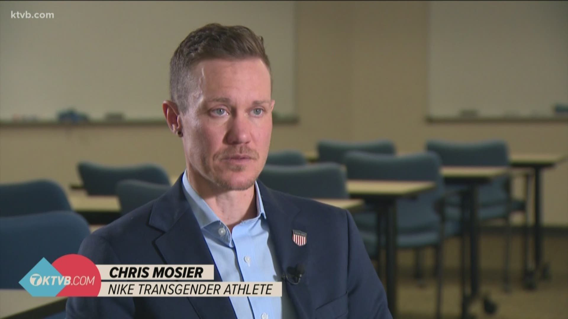 Chris Mosier is in town trying to stop state lawmakers from passing a ban that would keep transgender athletes from competing in girl's and women's sports.
