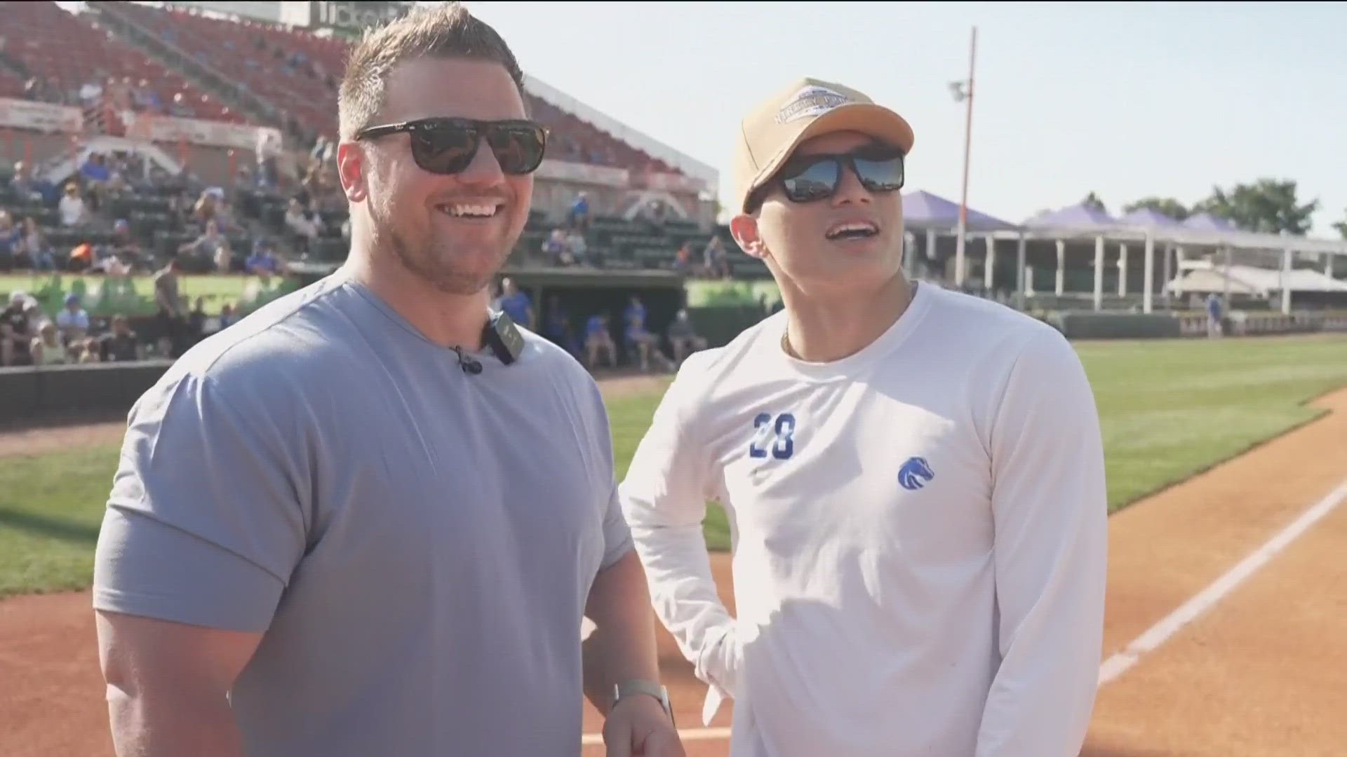 KTVB's Jay Tust is on the ground at Memorial Stadium hanging out with current and former Boise State football players as they compete on the diamond.