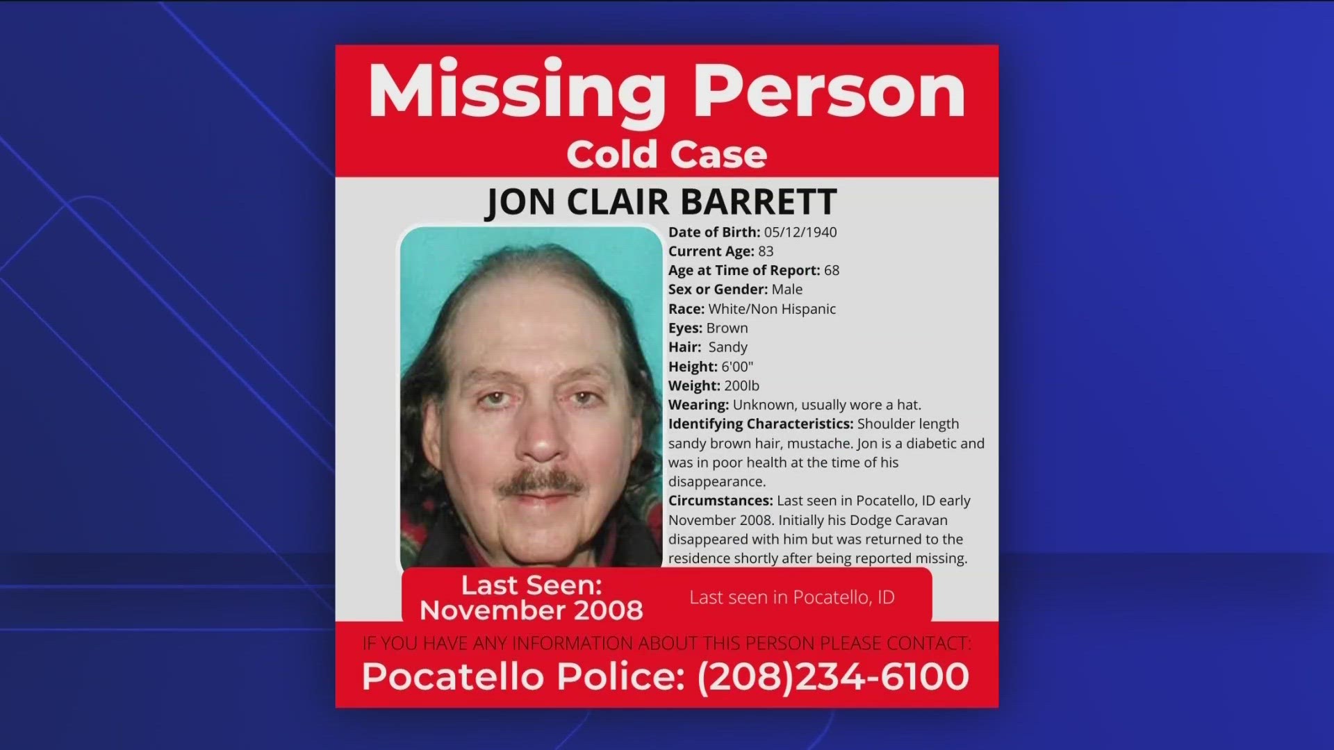 Cold case missing person: Jon Clair Barrett