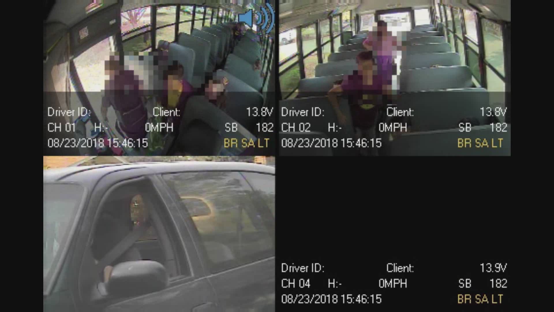 This video shows an incident from August of 2018. A driver didn't stop when a school bus had its flashing lights on and its stop arm out.