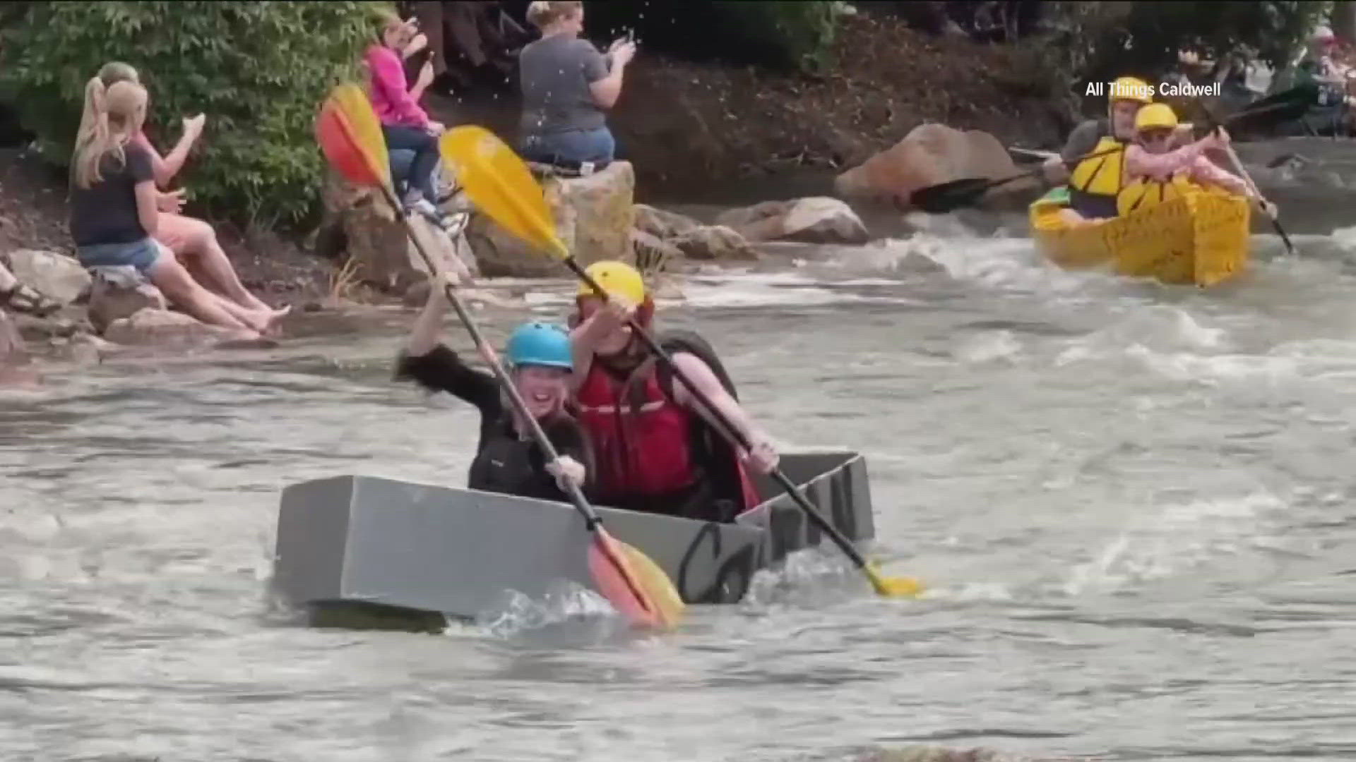 Don't worry, there's officials on the side of the creek to help anyone who falls out.