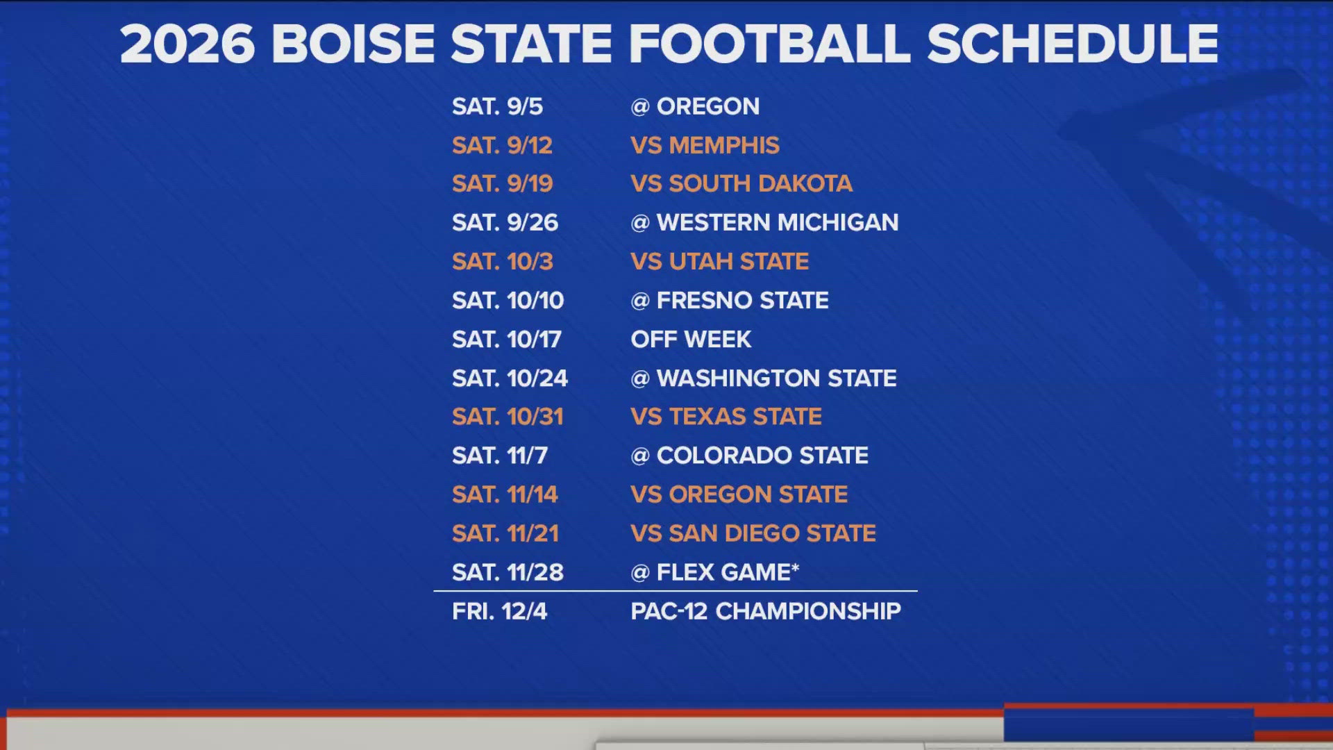 Boise State Pac 12 Release 2026 Football Schedule Ktvb Com 366a99f0 Bcf9 4447 B173 1ede2ed9a4e1 1920x1080