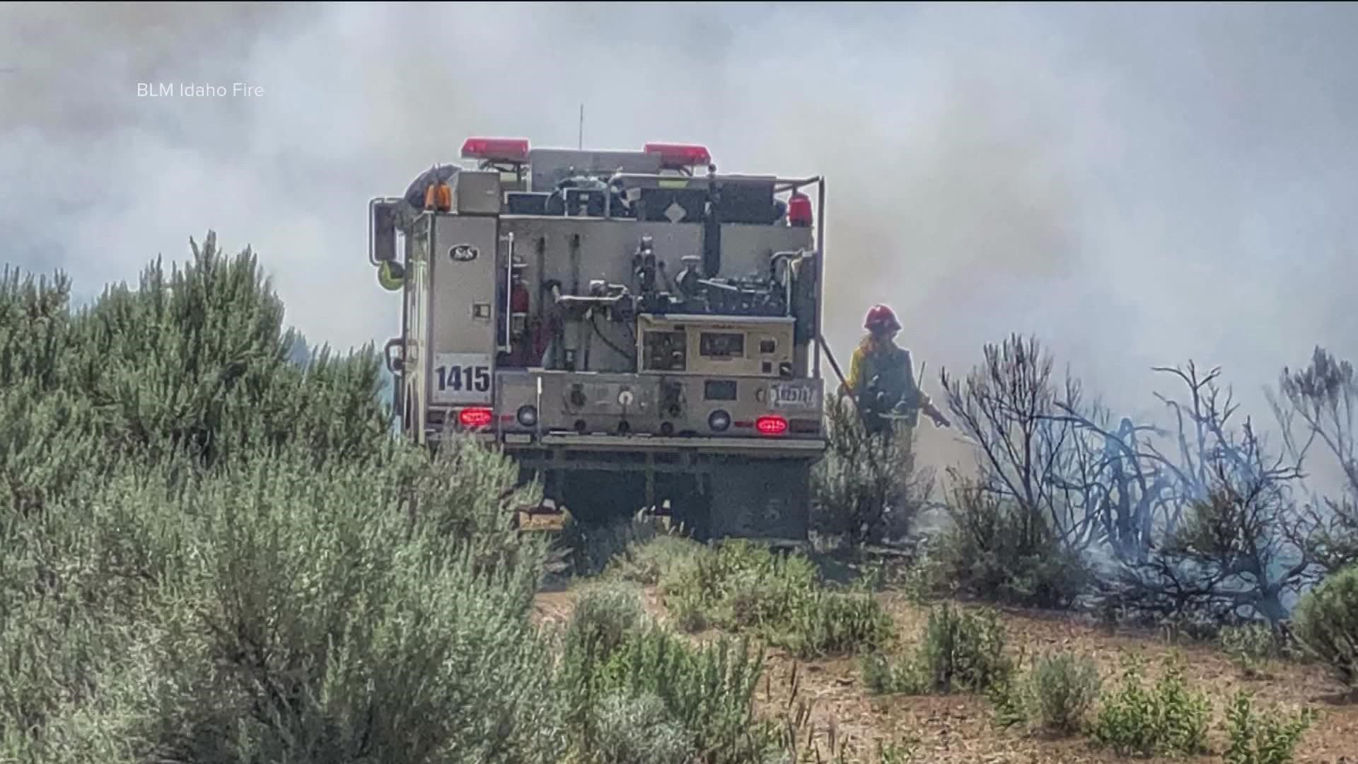 The Bureau of Land Management Idaho said the fire impacted around 3 acres of grass and brush. Crews expect the fire to be under control Friday evening.