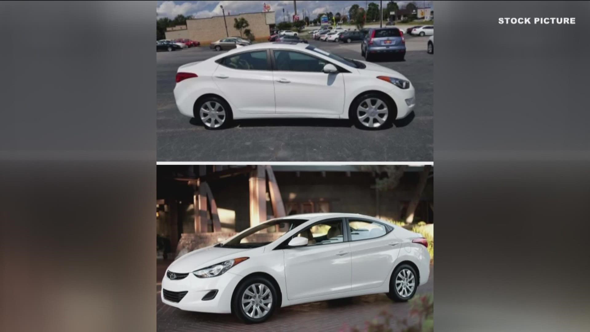 Detectives are interested in speaking with the drivers of a white 2011-2013 Hyundai Elantra, with an unknown license plate.