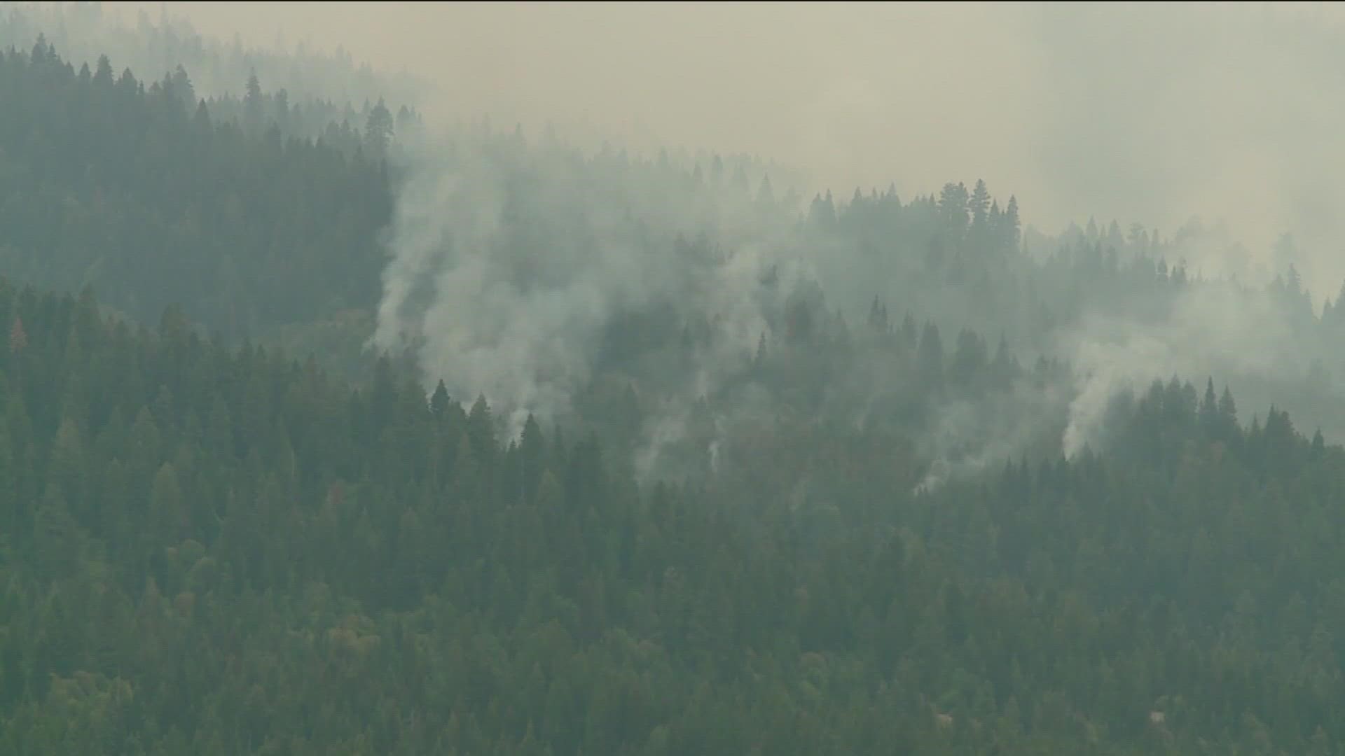 The Four Corners Fire has burned 7,822 acres as of Sunday, Aug. 21. It's located 2 miles west of Cascade and is burning in steep, rocky terrain.