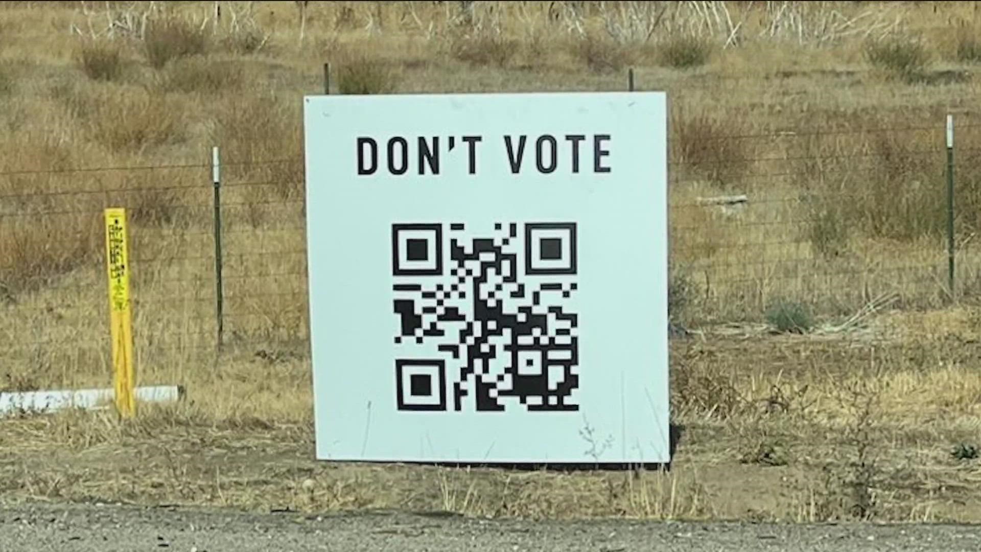 A viewer sent in this question: "There are Don't Vote QR Code signs at Gekeler and Federal Way today. Who is behind these signs?" Which prompted KTVB to investigate.