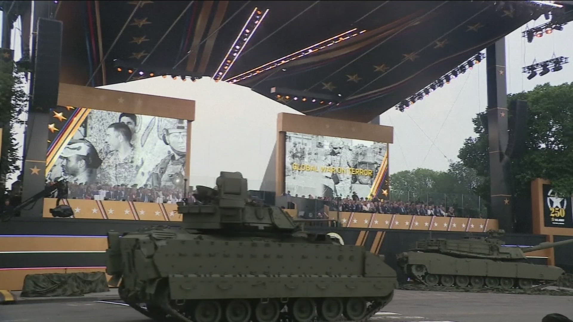 The parade drew fewer crowds than expected and also attracted protests. 