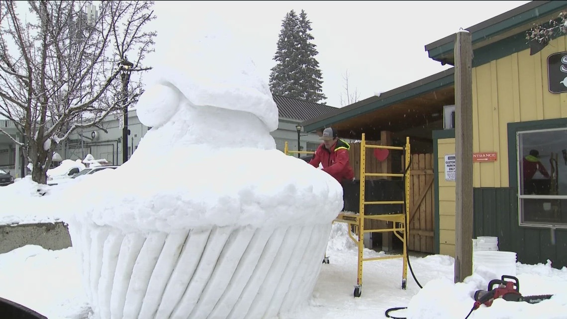 From cupcakes to cheeseburgers: McCall's snow sculptors create a frozen paradise