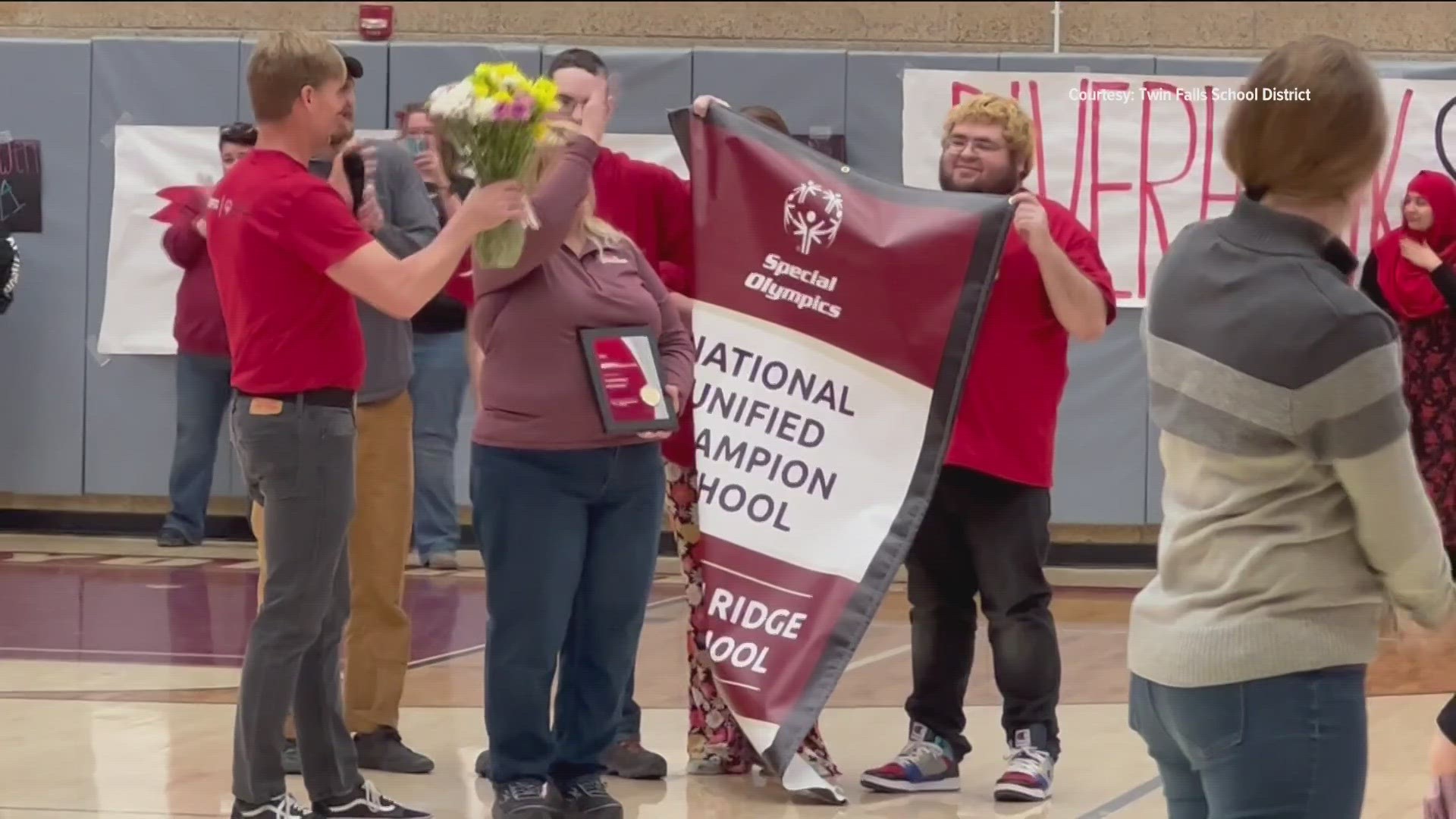 Canyon Ridge High School received an ESPN banner on Friday as a top-five school nationwide for promoting an inclusive environment in 2022.
