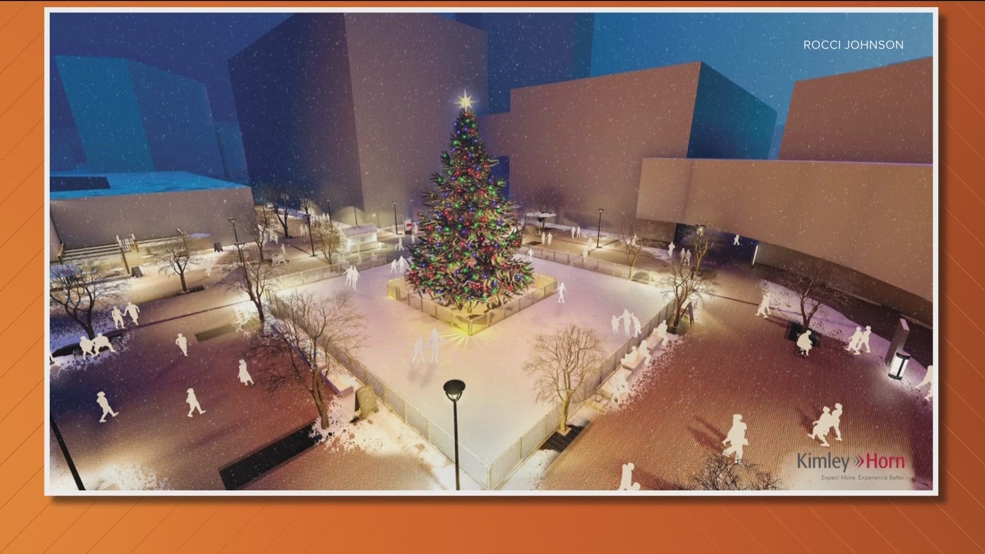 Grove Plaza ice rink ribbon cutting