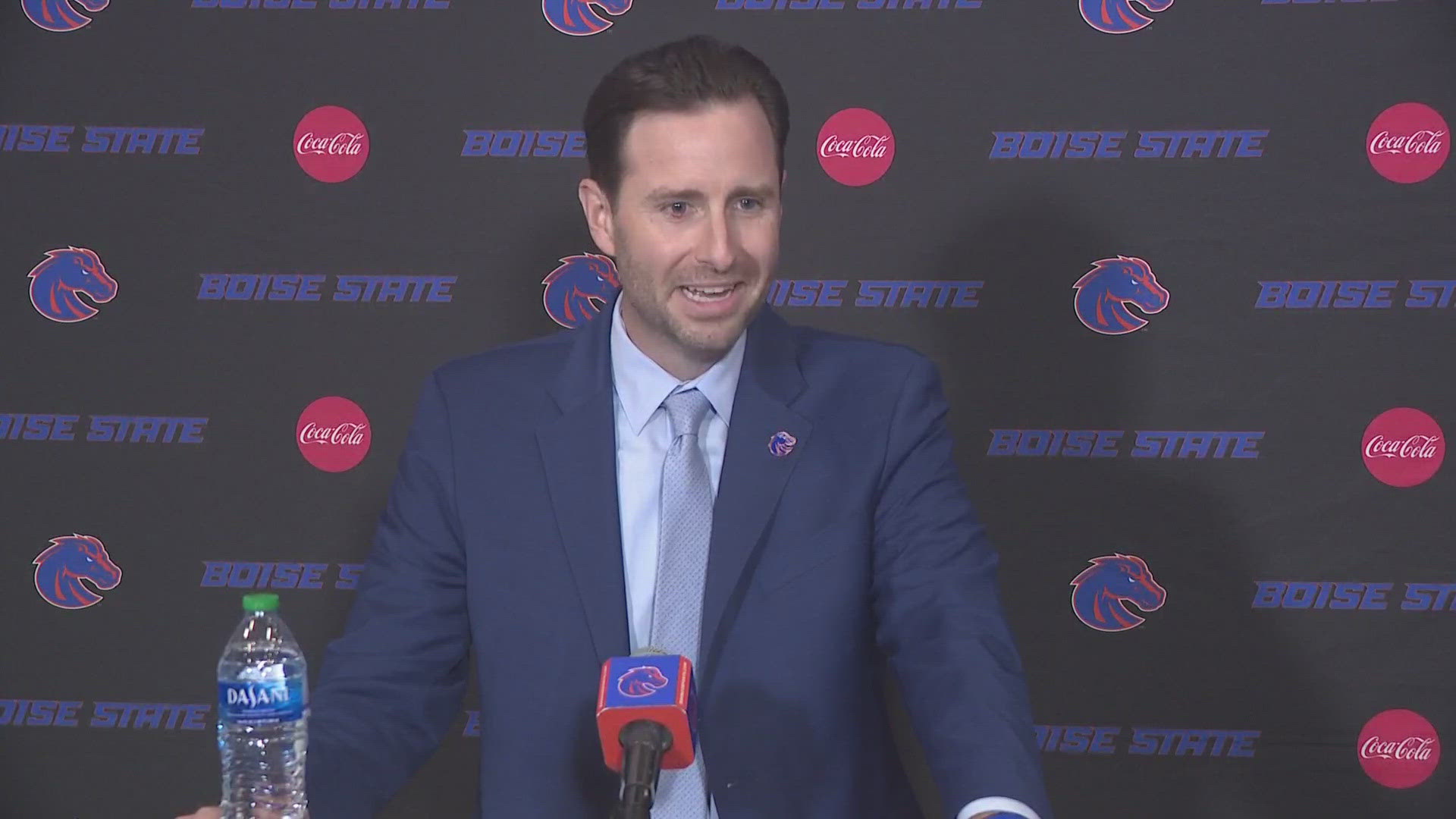 Director of Athletics Jeramiah Dickey meets with the media to discuss Boise State accepting a formal invitation to join the Pac-12 effective July 1, 2026.