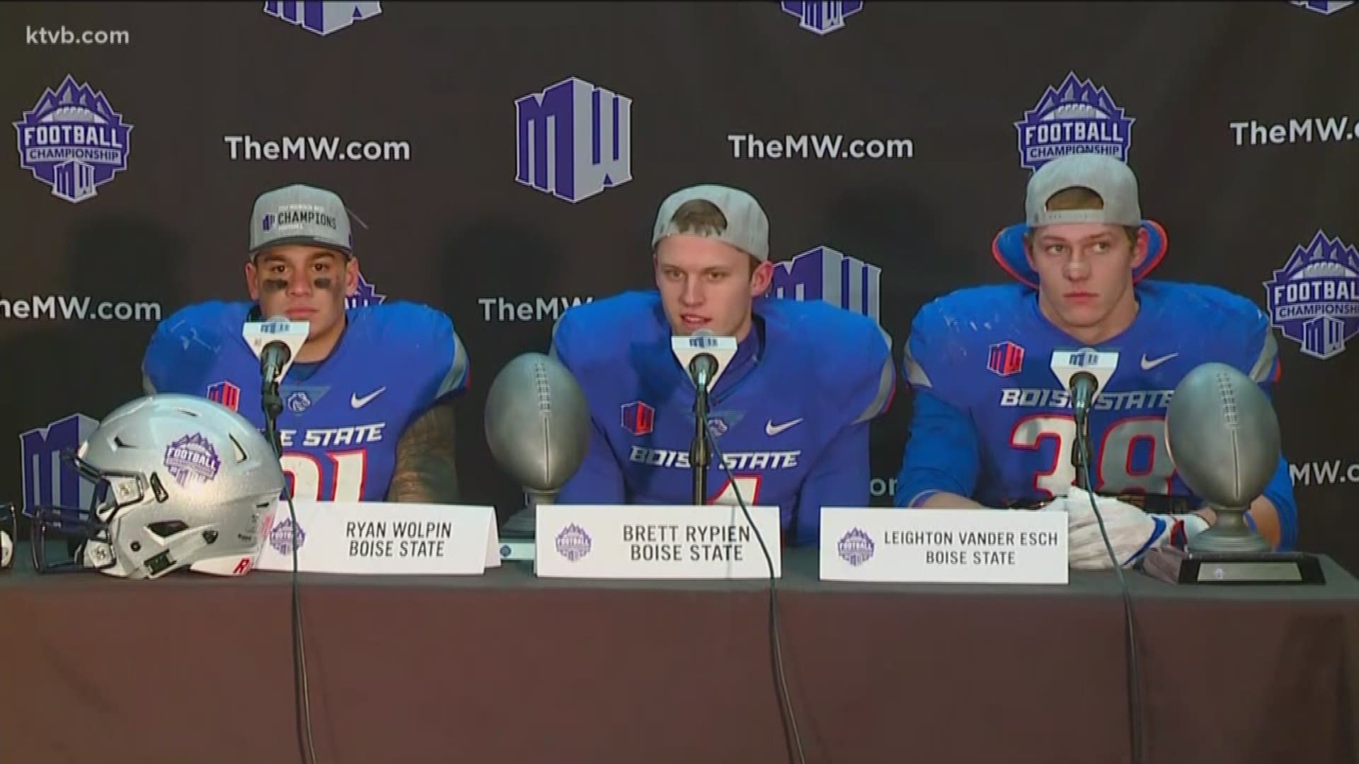 Boise State junior quarterback Brett Rypien talks to the media about winning his first Mountain West championship.