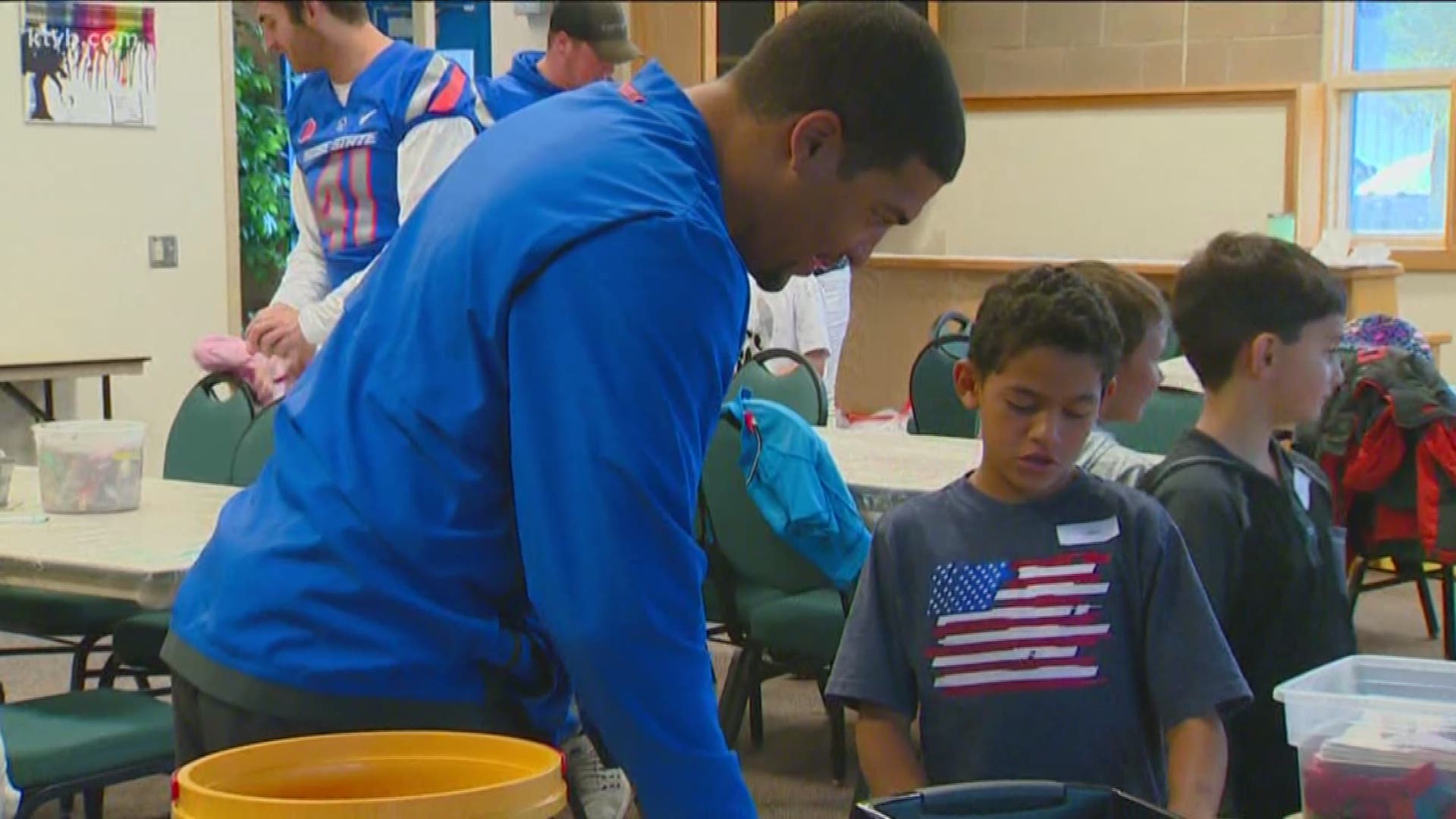 Some Boise State football players helped spread an important message Monday about anti-bullying.