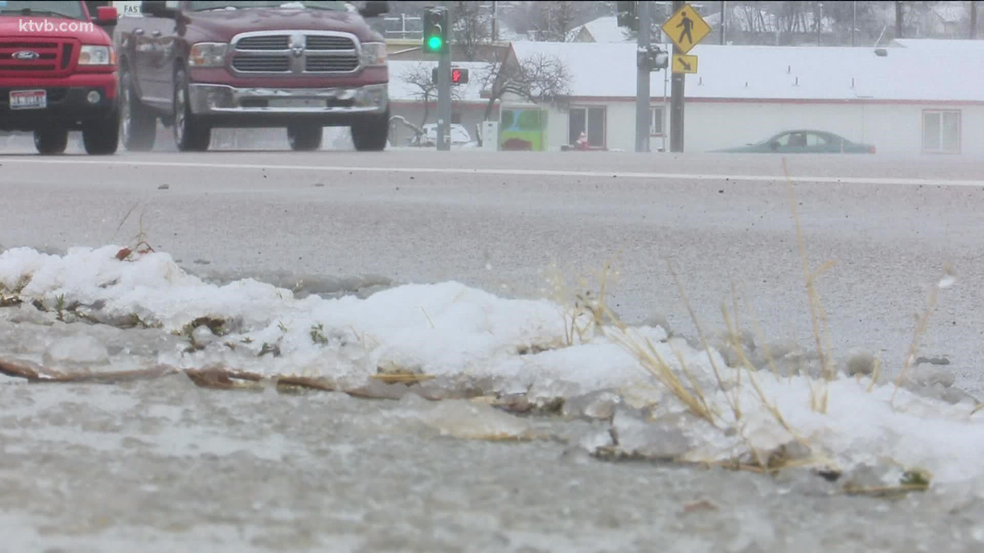 Wintry conditions rolled into the Boise area on Tuesday.