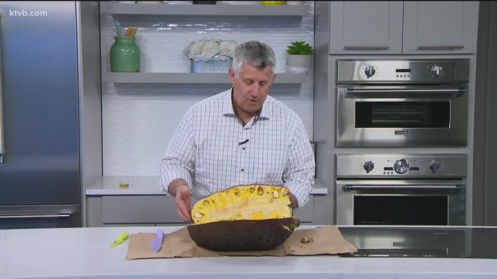 Jim Duthie shows us an exotic tropical fruit. The jackfruit is a popular alternative to meat.