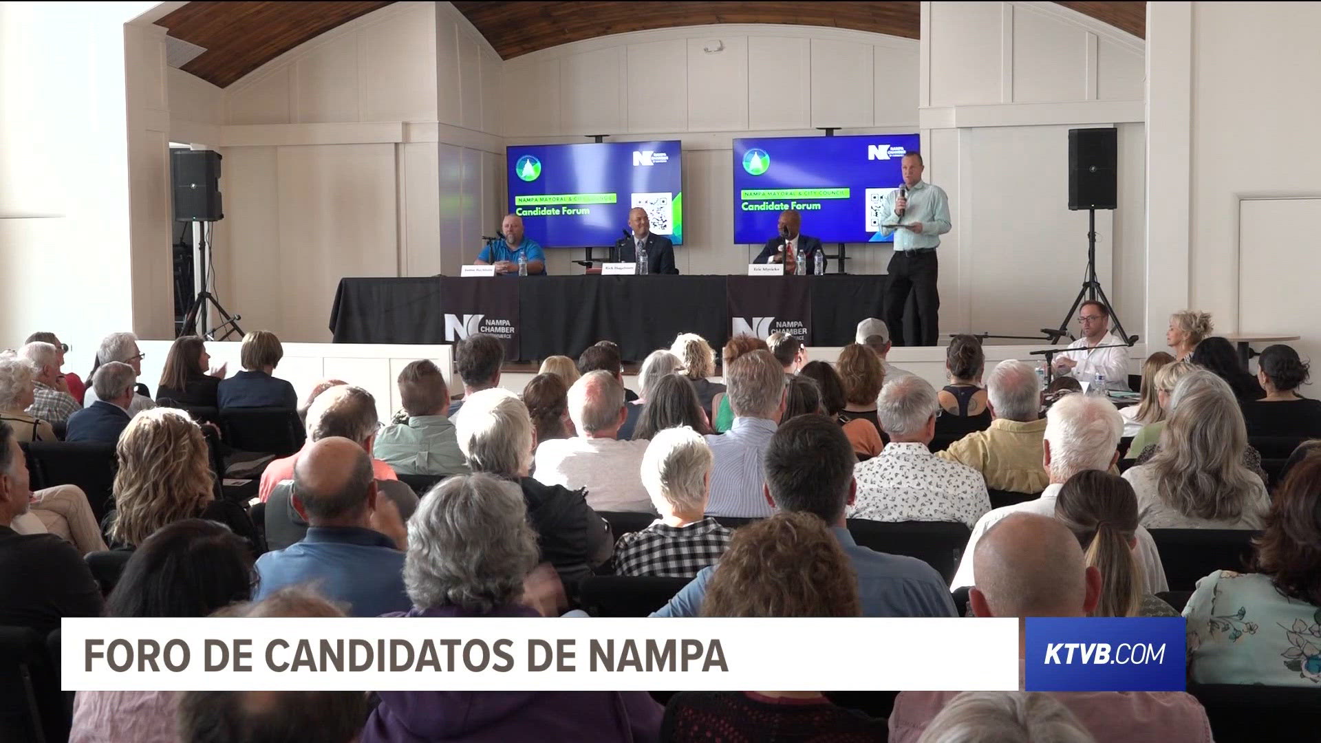 La Cámara de Comercio organizó un foro donde candidatos a alcaldía y concejo respondieron preguntas sobre prioridades para la comunidad de Nampa.