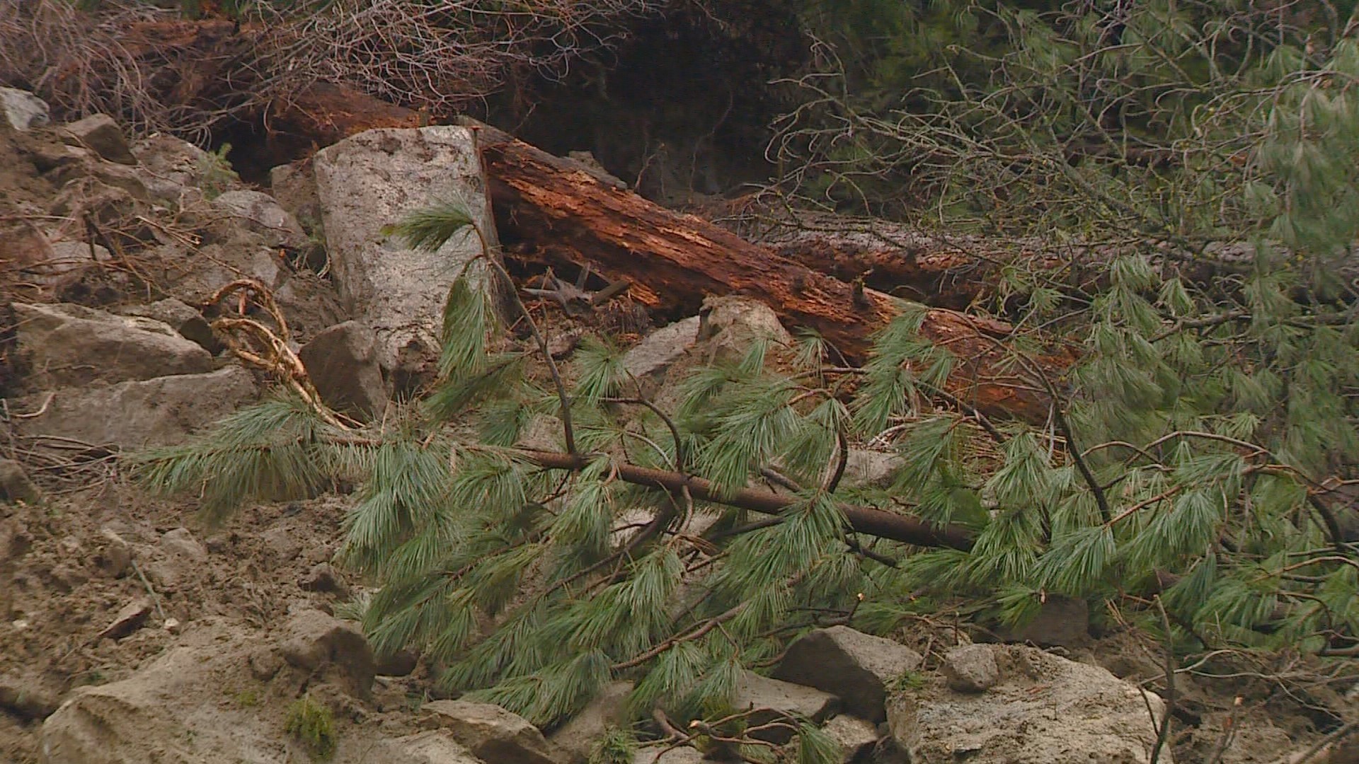 Landslide blocking Idaho 55 between Banks, Smiths Ferry
