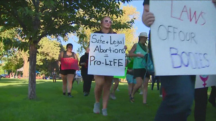 More than 100 march through Boise to protest Idaho abortion laws