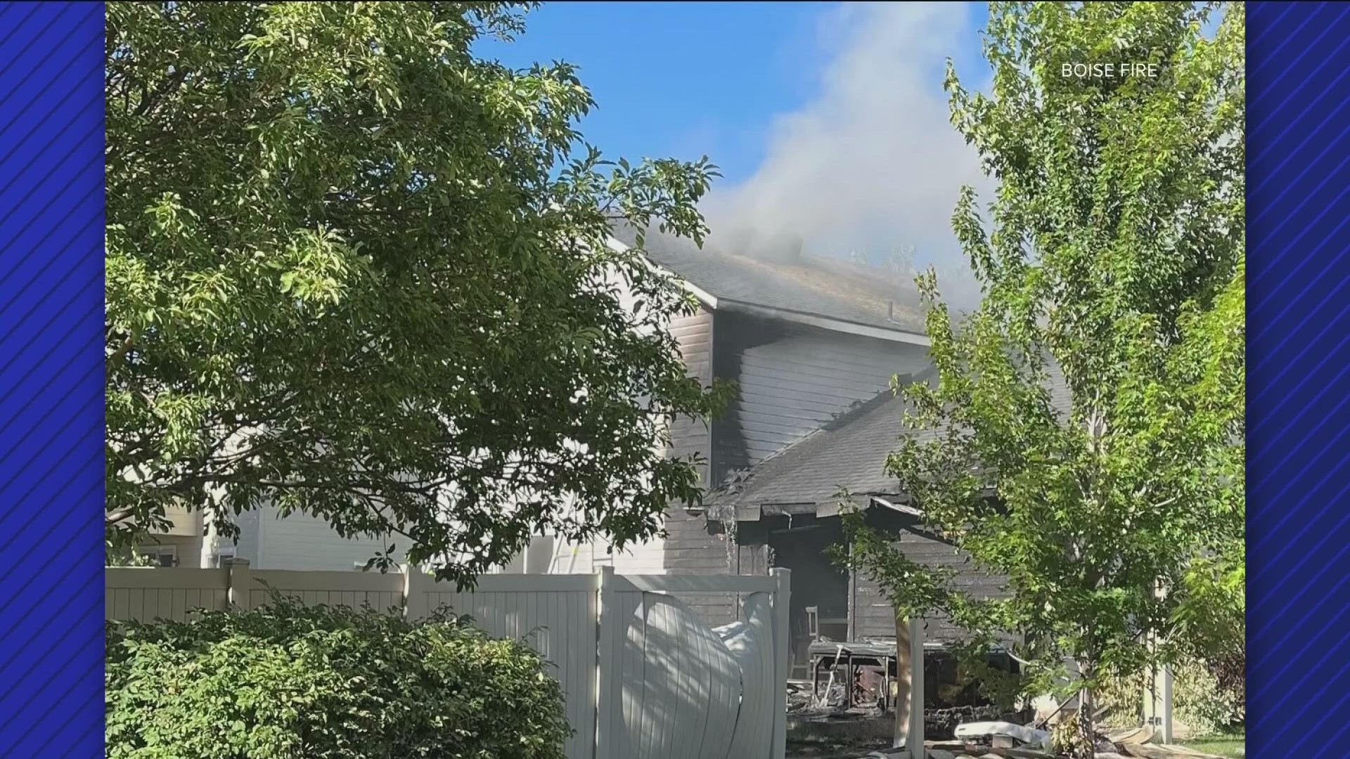 The Boise Fire Department said the fire was caused by hot ash from cigarettes placed in a plastic container.