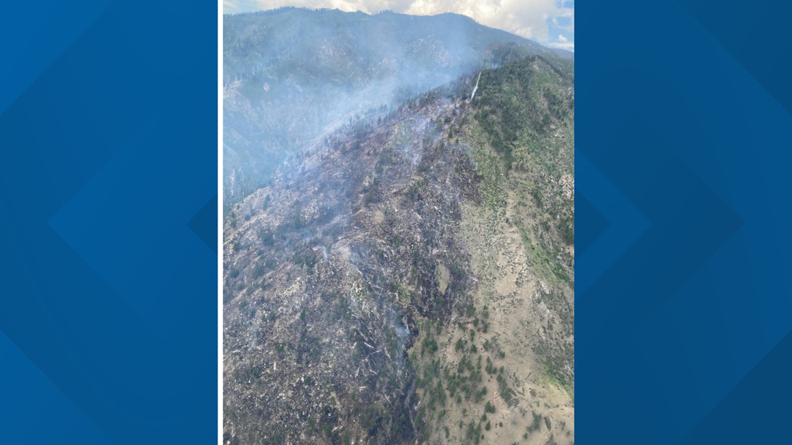 Fire burning in the Idaho wilderness west of Salmon