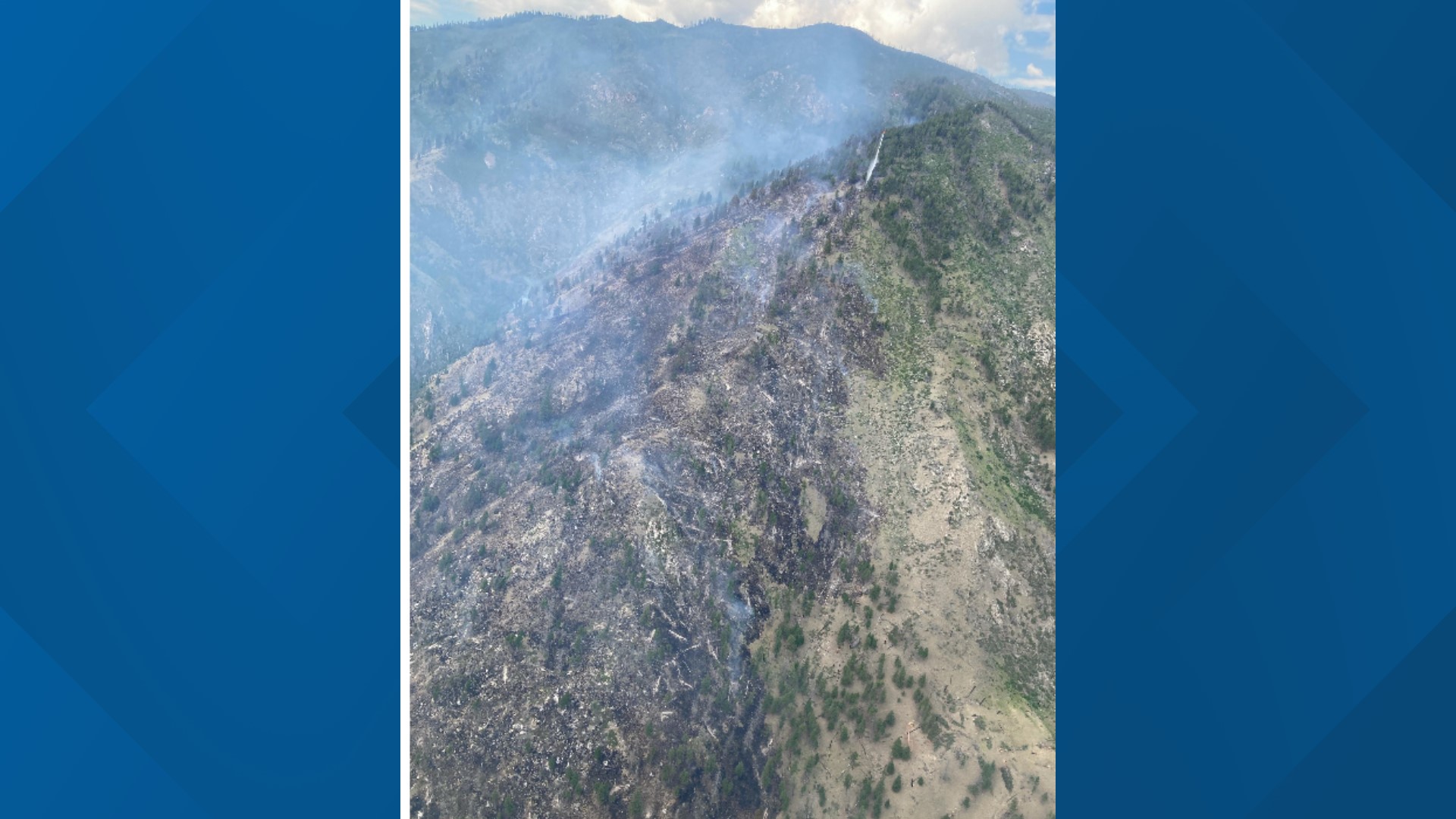 Fire burning in the Idaho wilderness west of Salmon