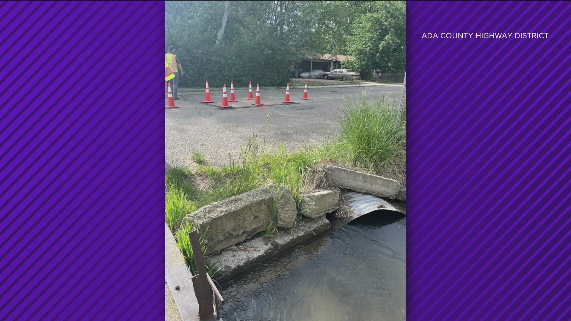 A failing irrigation pipe caused a sinkhole at Garrett Street, north of Marigold Street. Ada county highway district crews are working to fix the hole.
