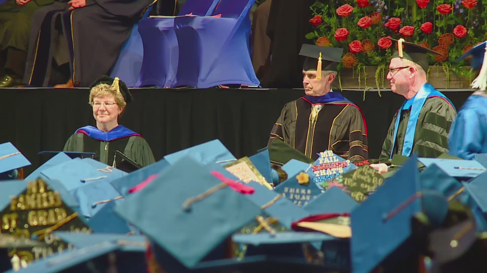 Rather than limit how many friends and family could be in the building to celebrate graduation at Boise State, the university held two spring commencement ceremonies in Taco Bell Arena.
