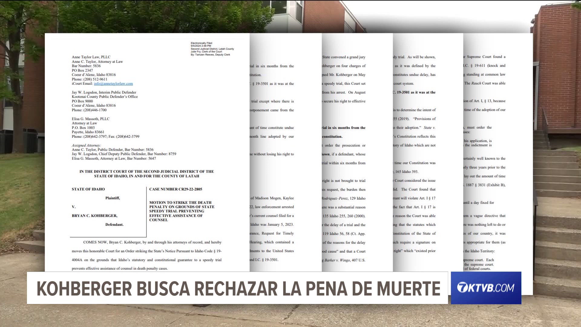 El equipo de defensa de Kohberger argumentó que el derecho a un juicio rápido en Idaho les impide brindar una defensa legal eficaz en los casos de pena de muerte.