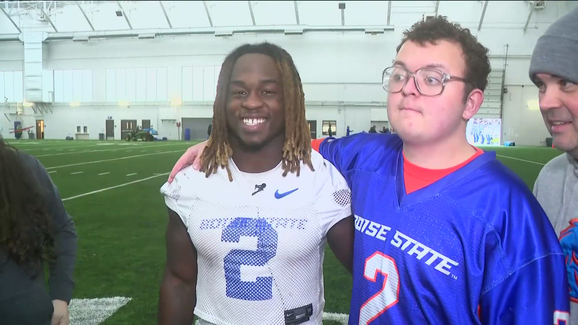 Jacob Serre, 19, loves Boise State football. When star running back and Heisman hopeful Ashton Jeanty heard about what he overcame, he invited him to practice.