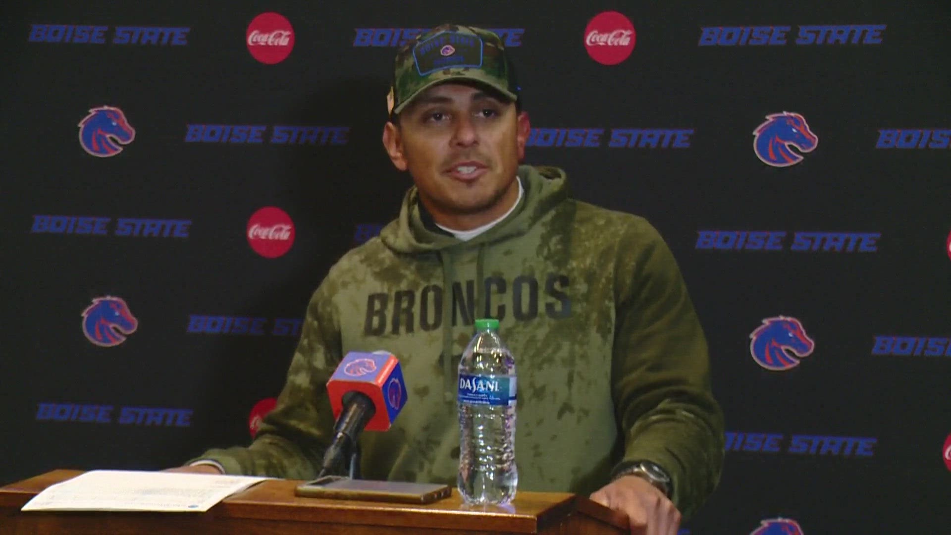 Boise State head coach Andy Avalos and players speak to the media after beating New Mexico 42-14 Saturday night.