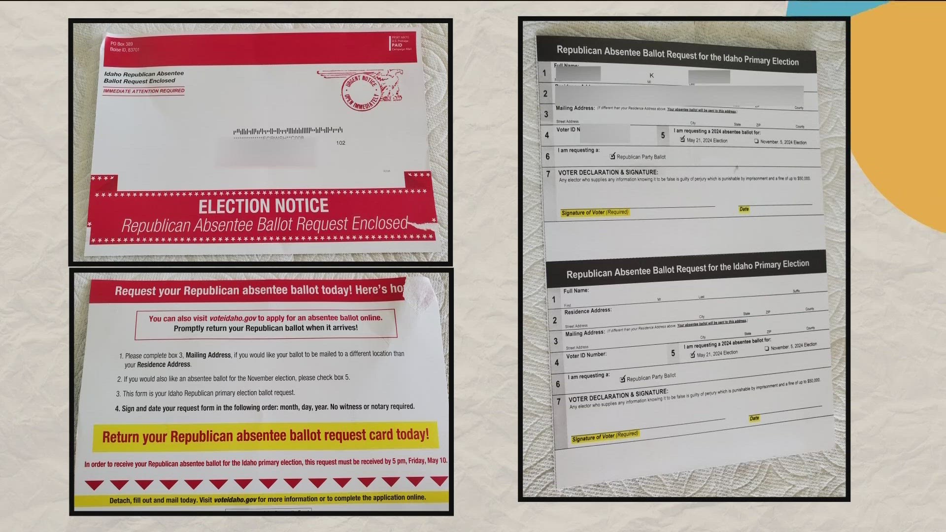 The 208 answered a viewer's question asking about a Republican absentee ballot that showed up at her home without requesting it.