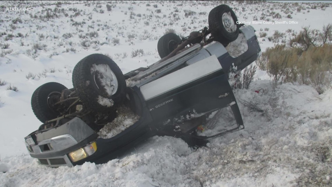 Two people transported to hospital with non-life-threatening injuries after vehicle rollover in Blaine Co.